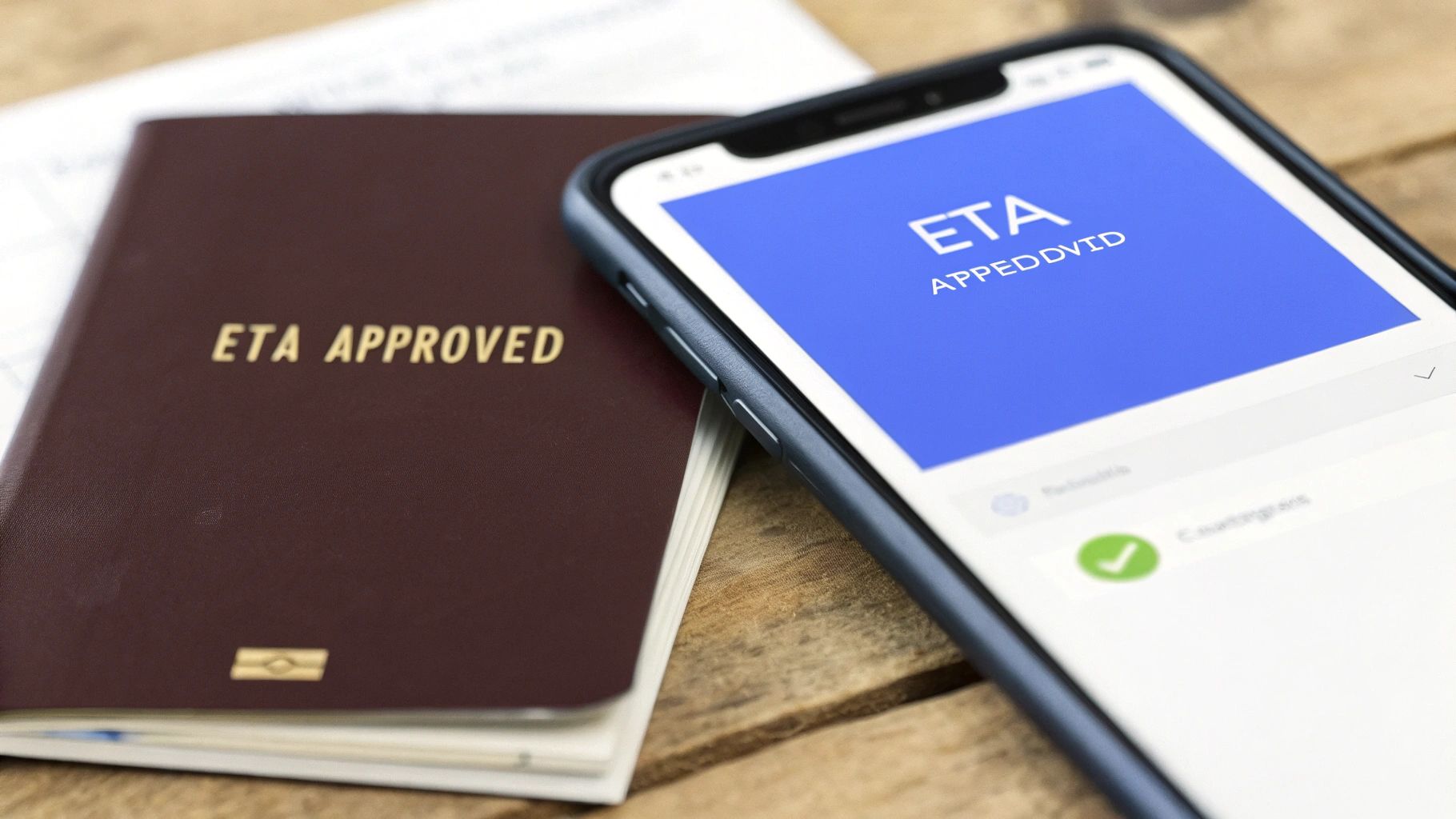 A person looking at their phone and laptop, checking for travel updates, symbolizing the post-submission waiting period.