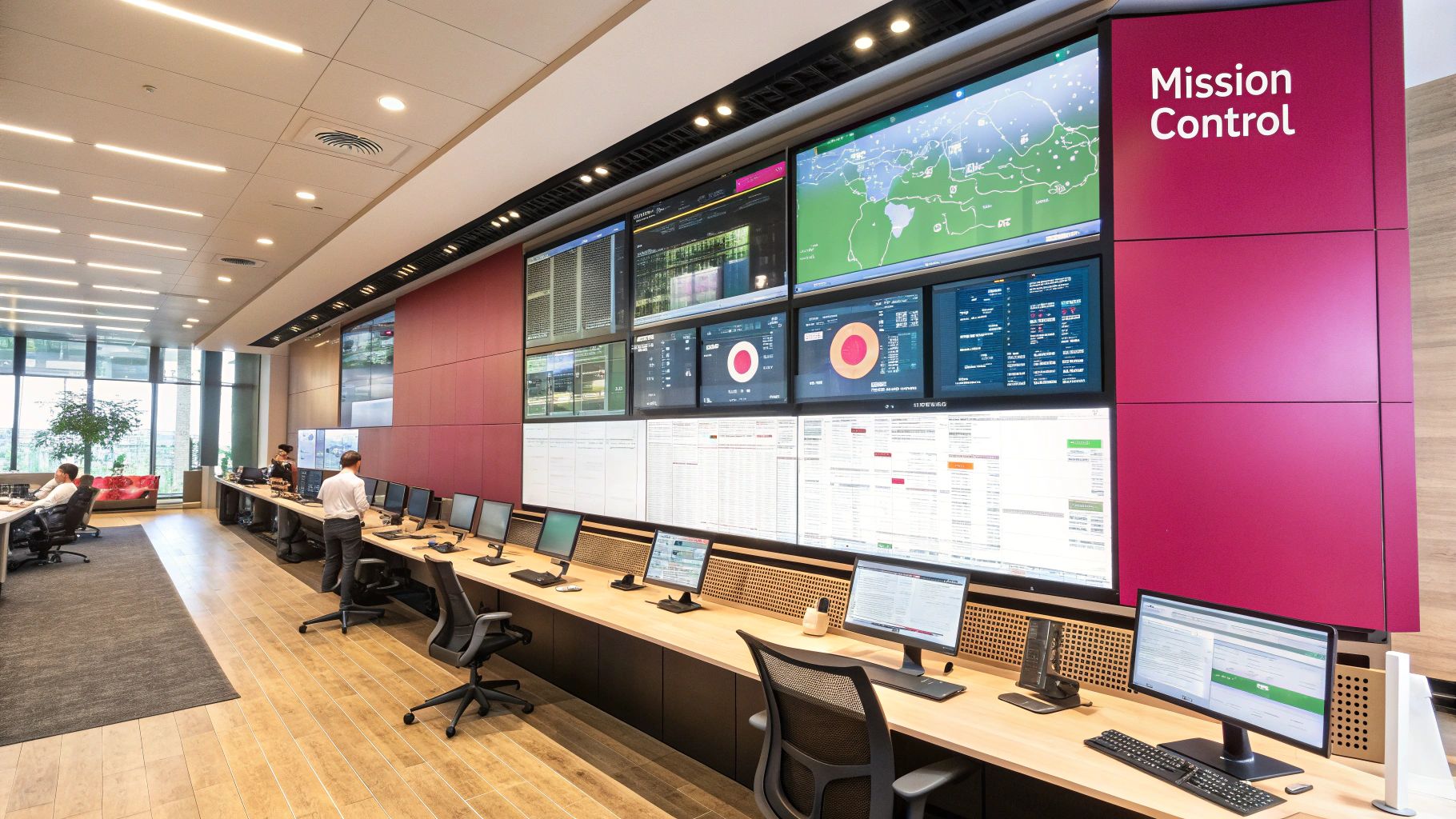 What Is Enterprise Software? A Complete Guide For Businesses Team Collaborating On A Project Plan With Enterprise Software Dashboards In The Background