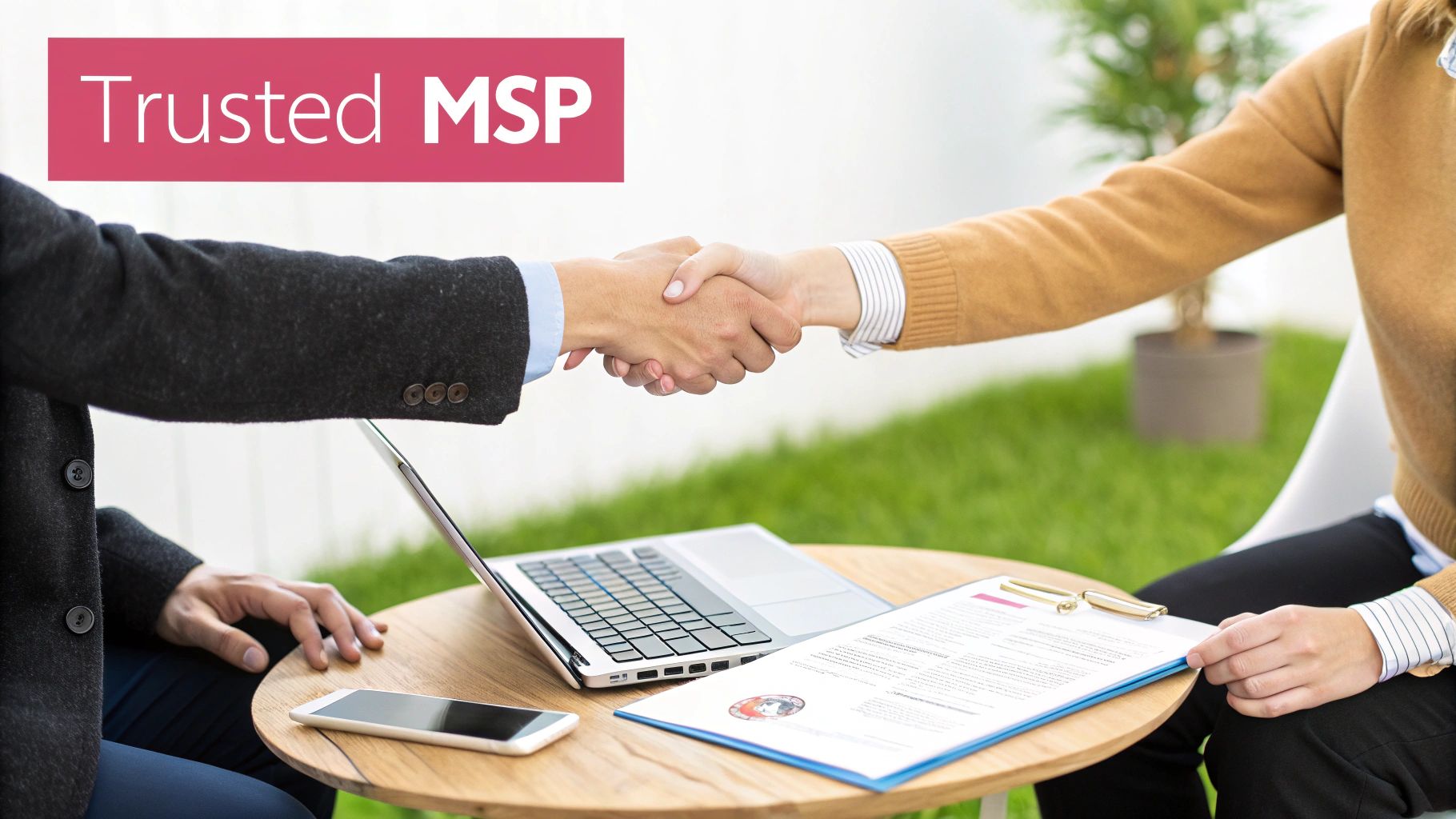 What Is Managed It Services? A Uk Business Guide A Business Professional Shaking Hands With An It Specialist In An Office Setting.