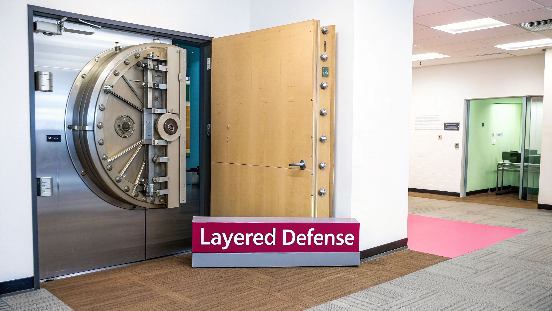 Cybersecurity Services For Small Businesses You Need A Professional Working At A Desk With Multiple Monitors Showing Cybersecurity Data.