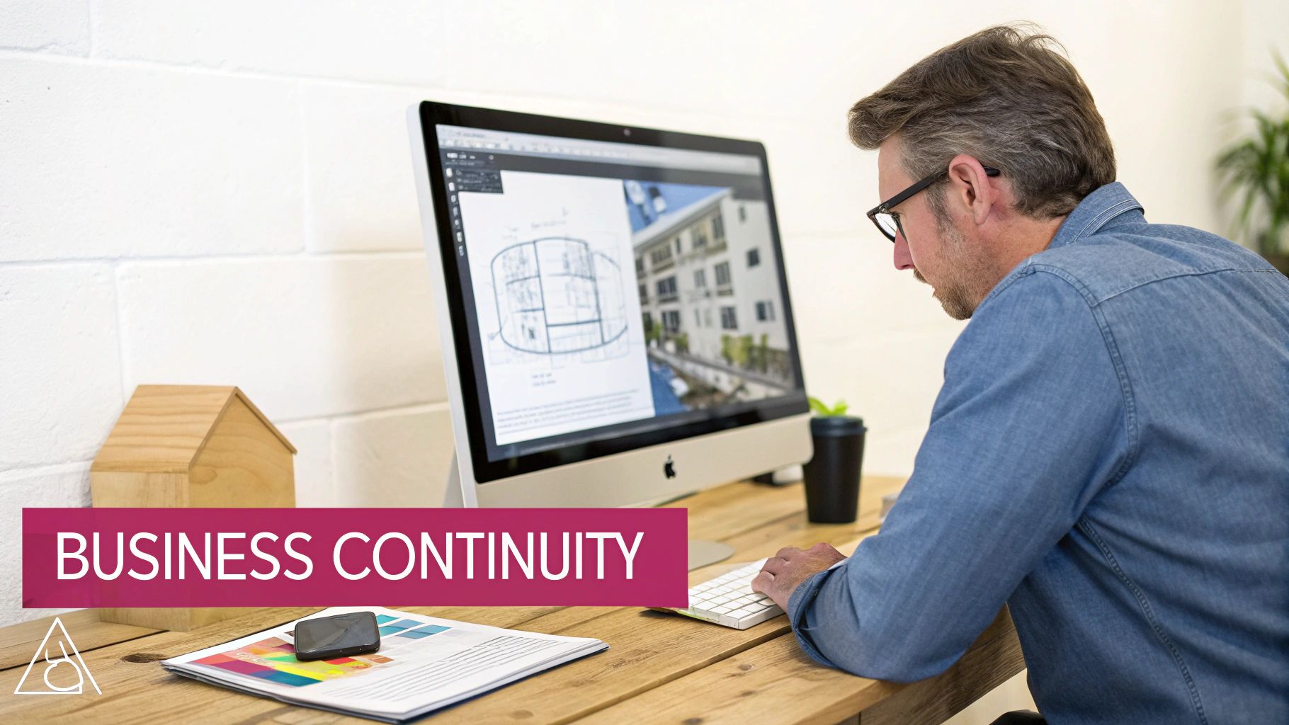 Uk Managed Backup Service Explained Architectural Drawings On A Desk, Symbolising Data At Risk Without A Business Continuity Plan.