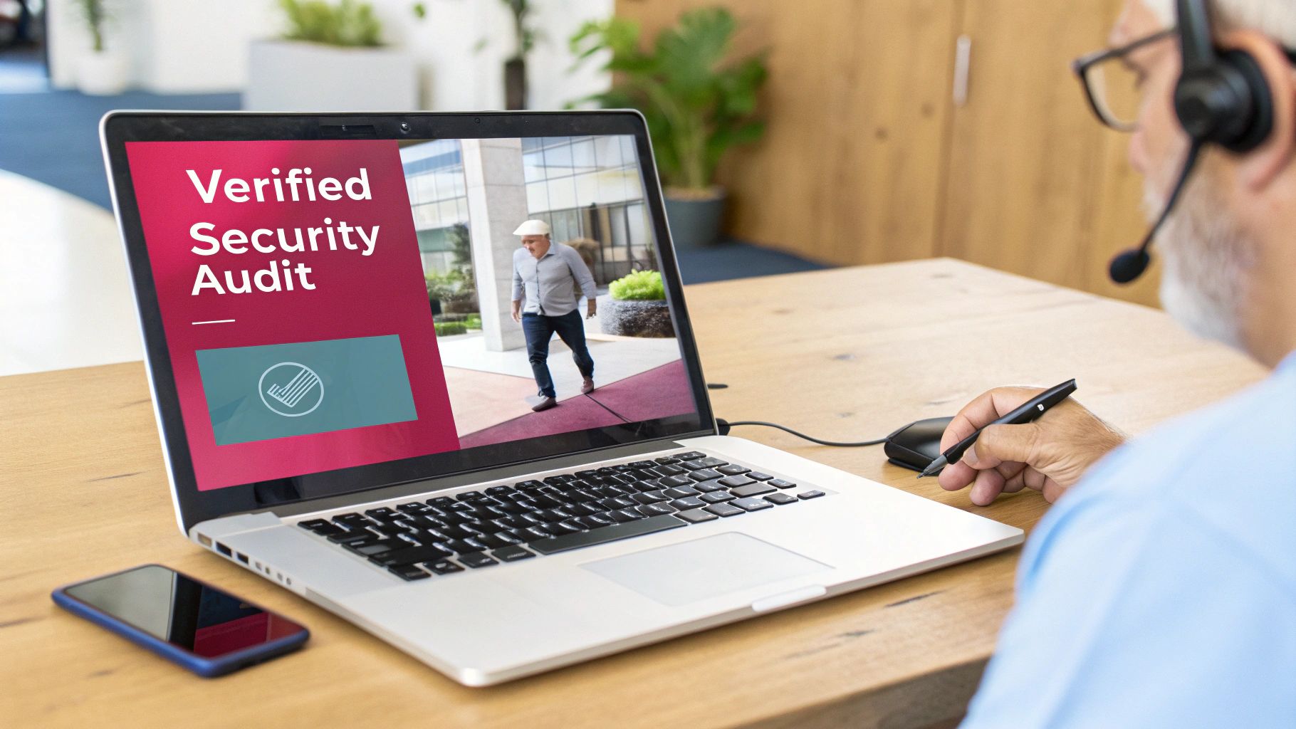A Security Professional Analysing Data On Multiple Computer Screens, Representing A Technical Audit.