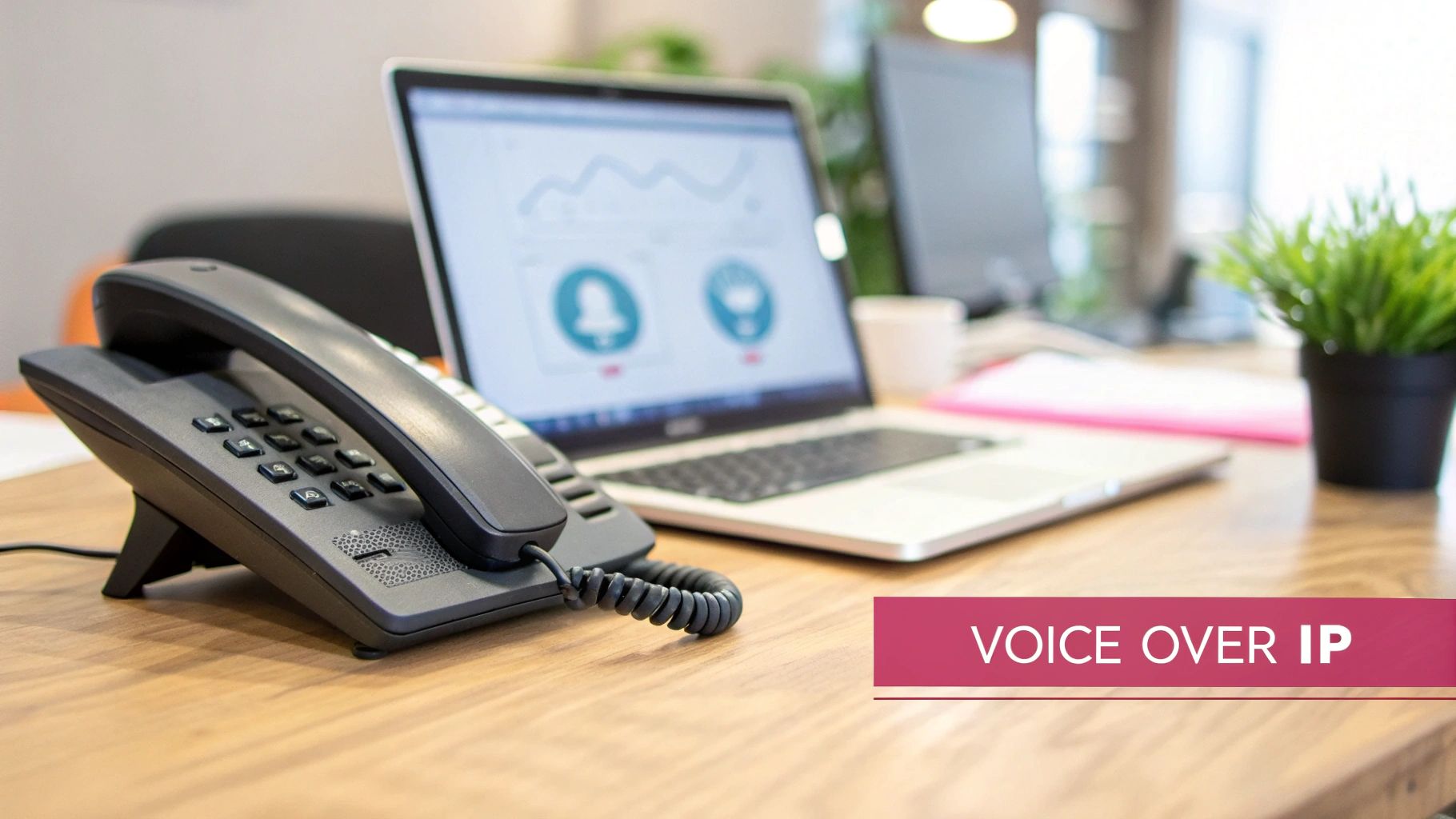 A Guide To Business Voice Over Ip For Uk Firms A Person Working On A Laptop While Wearing A Headset For A Voip Call