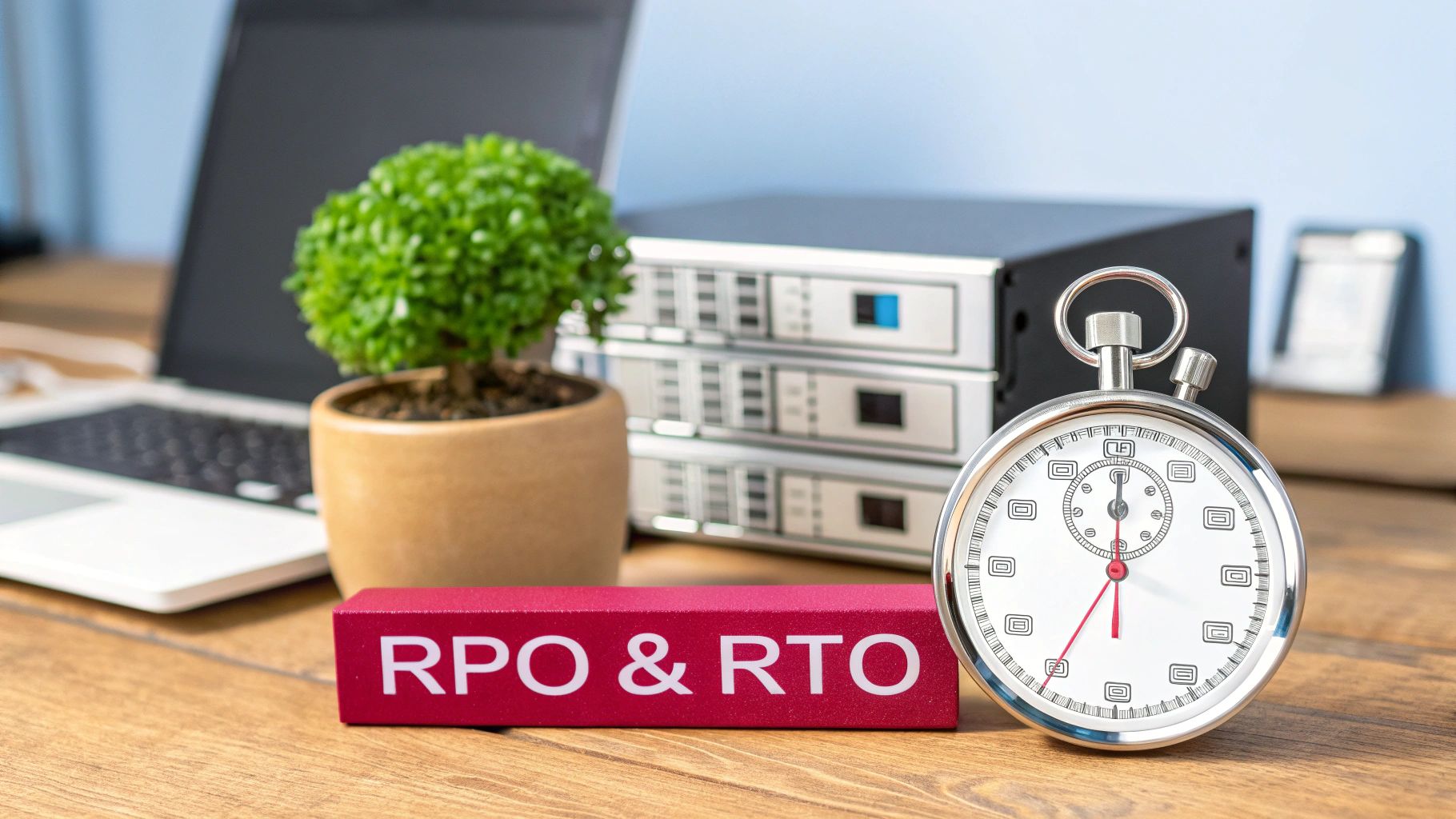 An Image Showing A Clock And A Rewind Button, Symbolising Rto And Rpo.