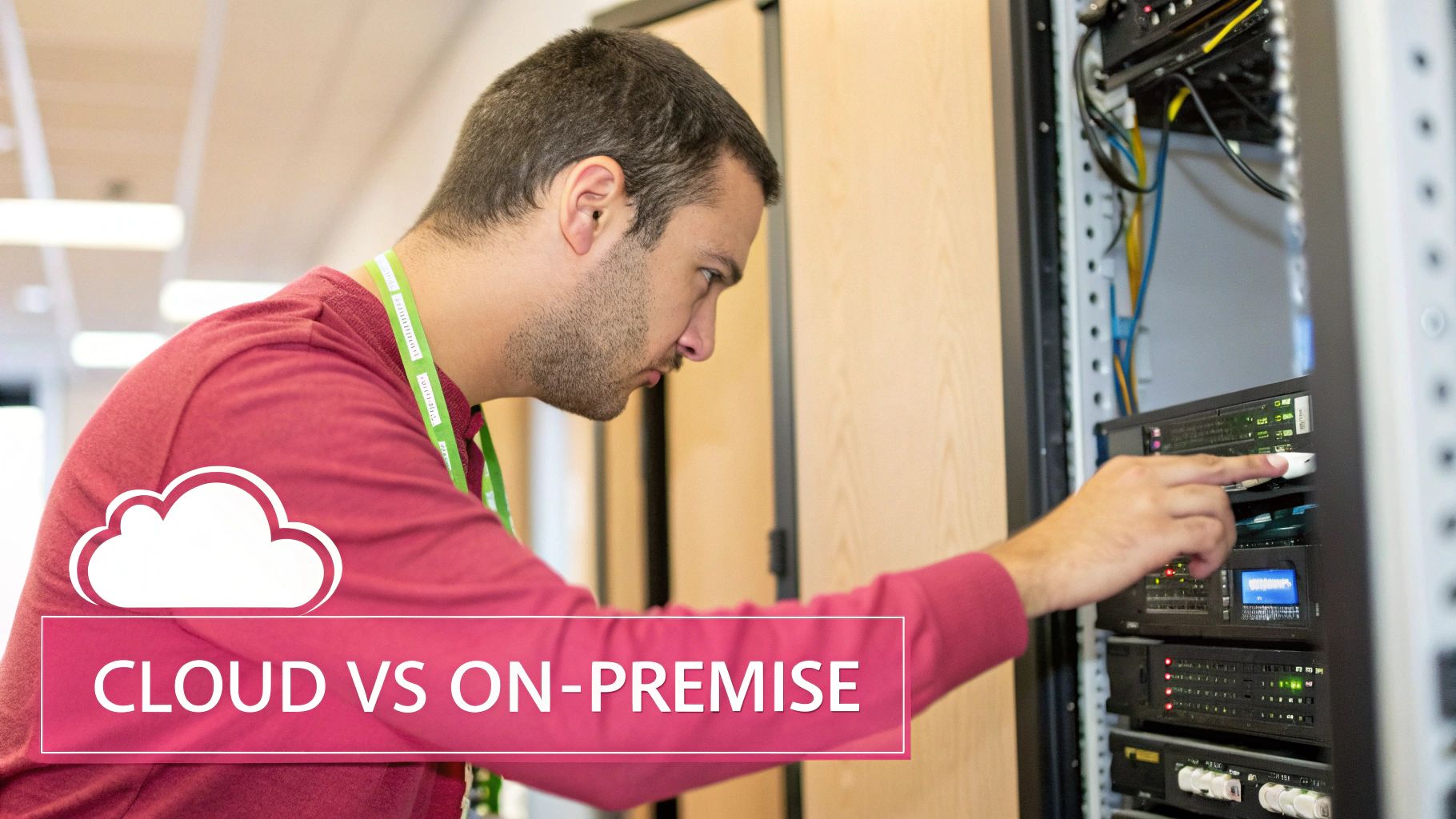 A Network Diagram Showing The Difference Between A Cloud-Based System And An On-Premise Server Setup