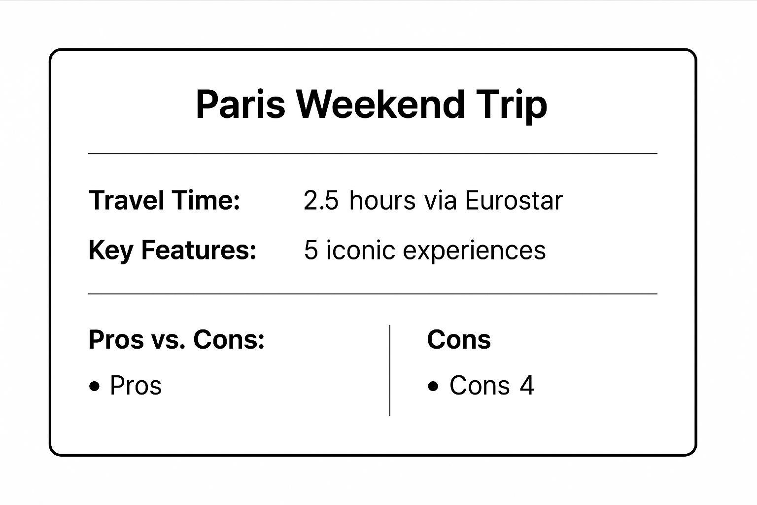 Infographic showing key data about Paris, France