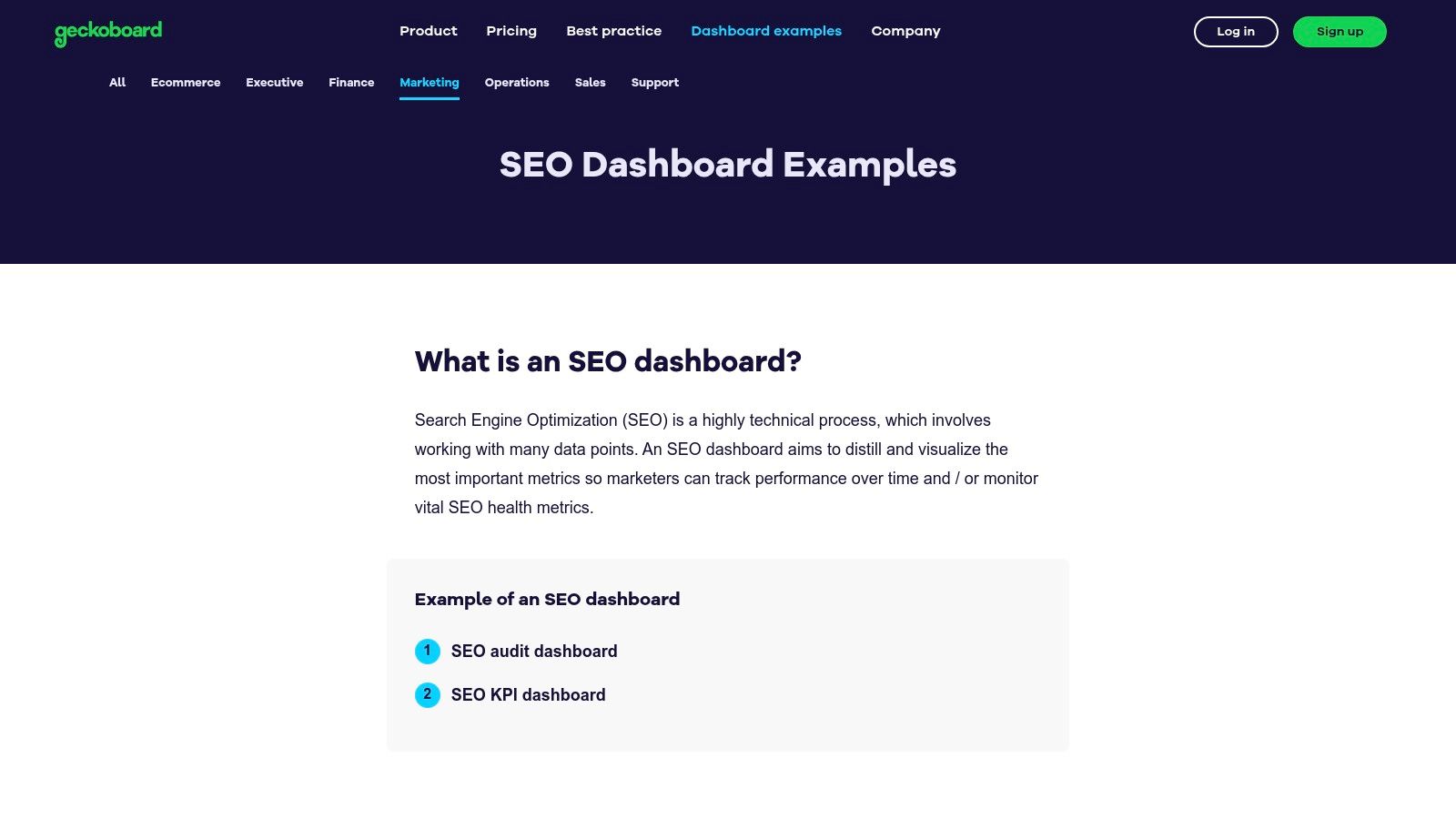 Geckoboard – SEO Dashboard Examples