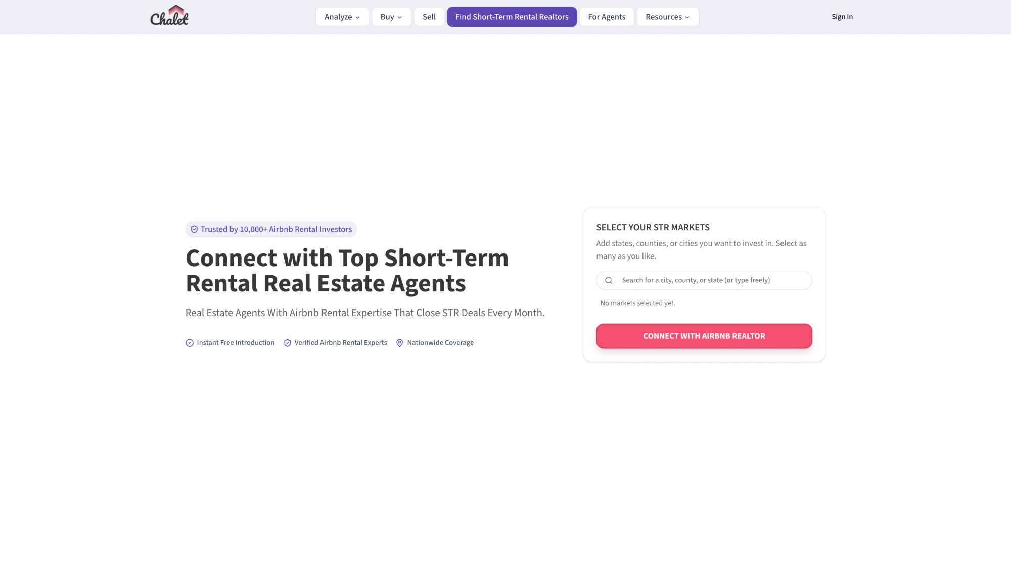 Chalet STR-specialist real estate agent directory for Airbnb rental property buyers