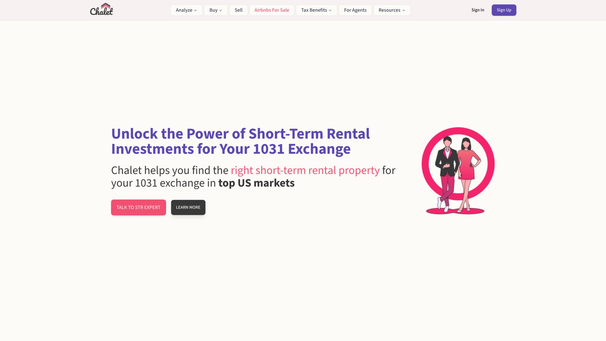 Chalet 1031 exchange landing page showing investor resources for tax-deferred property exchanges