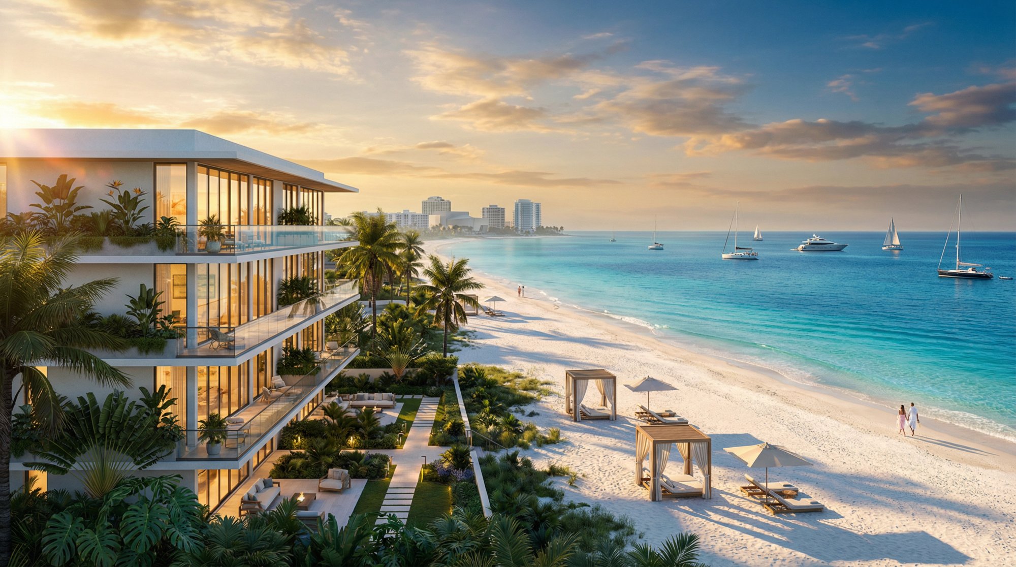 Luxury beachfront properties along Siesta Key showing upscale coastal real estate investment opportunities