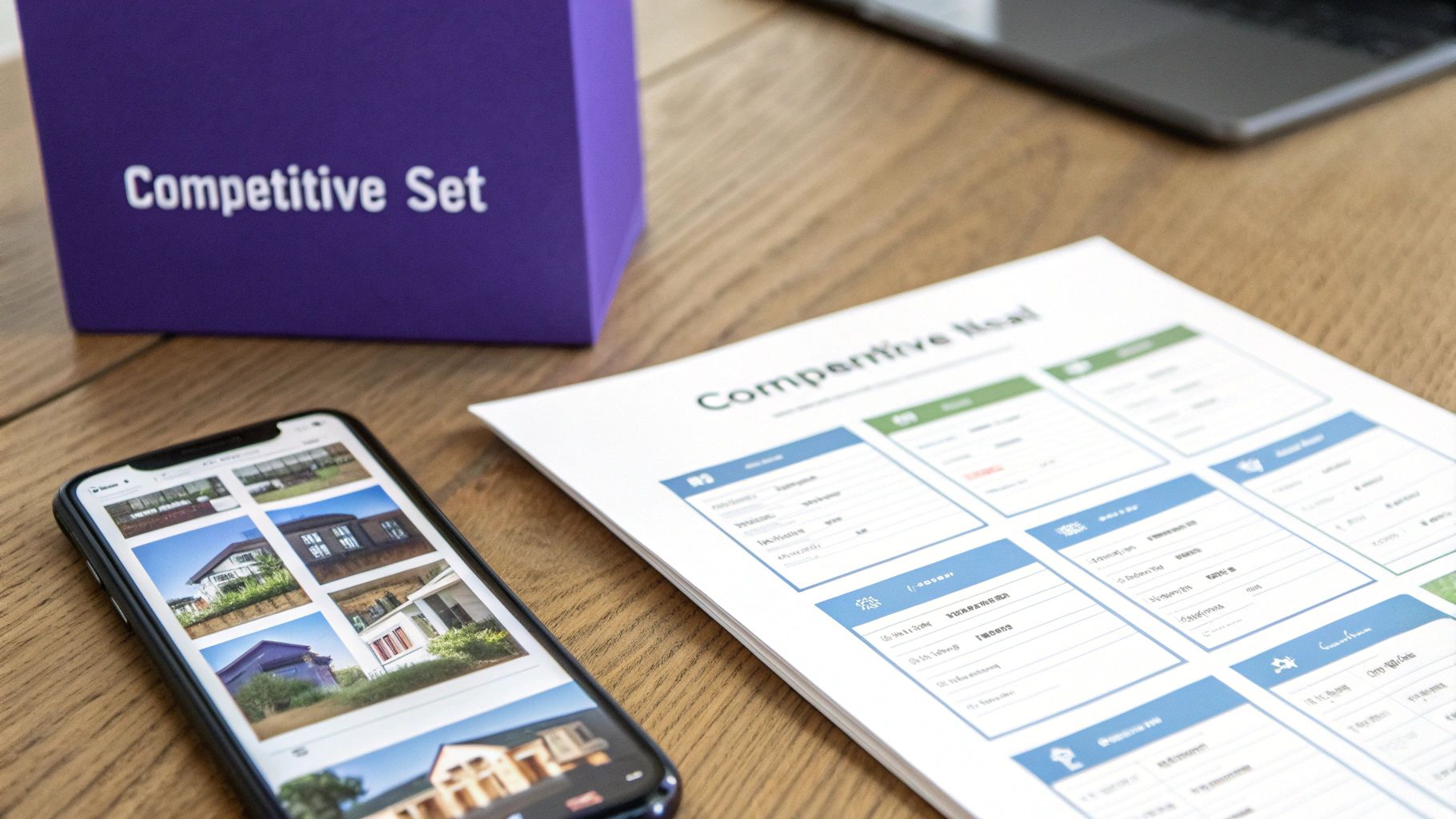 A person using a laptop to analyze charts and data of the competitive landscape