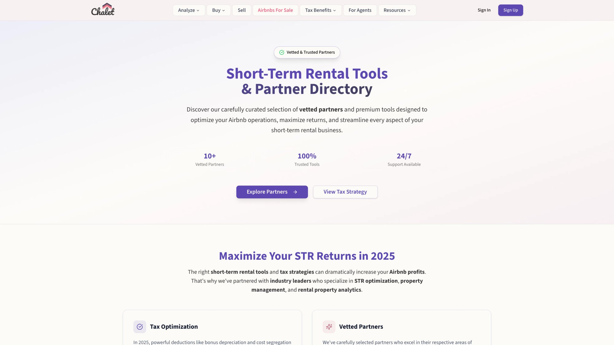 Chalet vetted vendor directory showing STR-specialist cleaners, property managers, and service providers with reviews and contact details