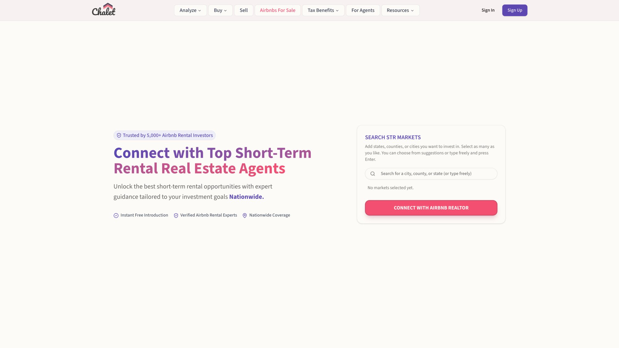 Chalet's Airbnb-specialist real estate agent directory with search filters