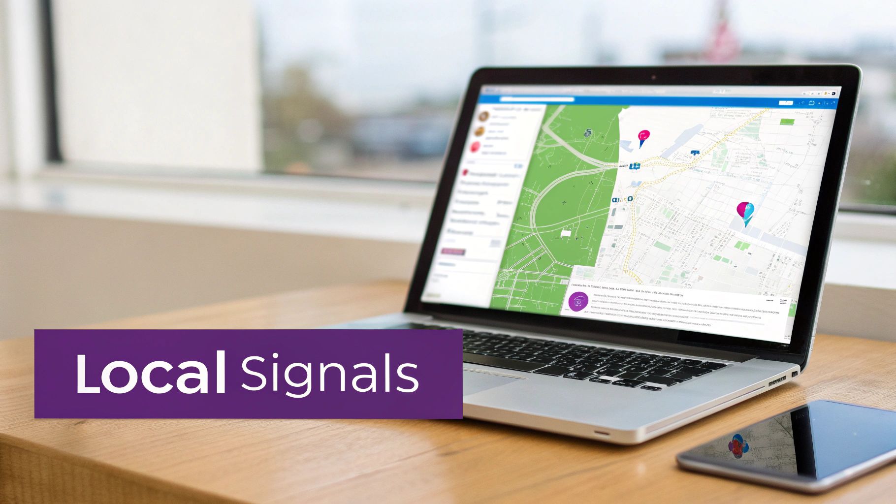 A person pointing at a map on a computer screen, signifying local SEO optimisation