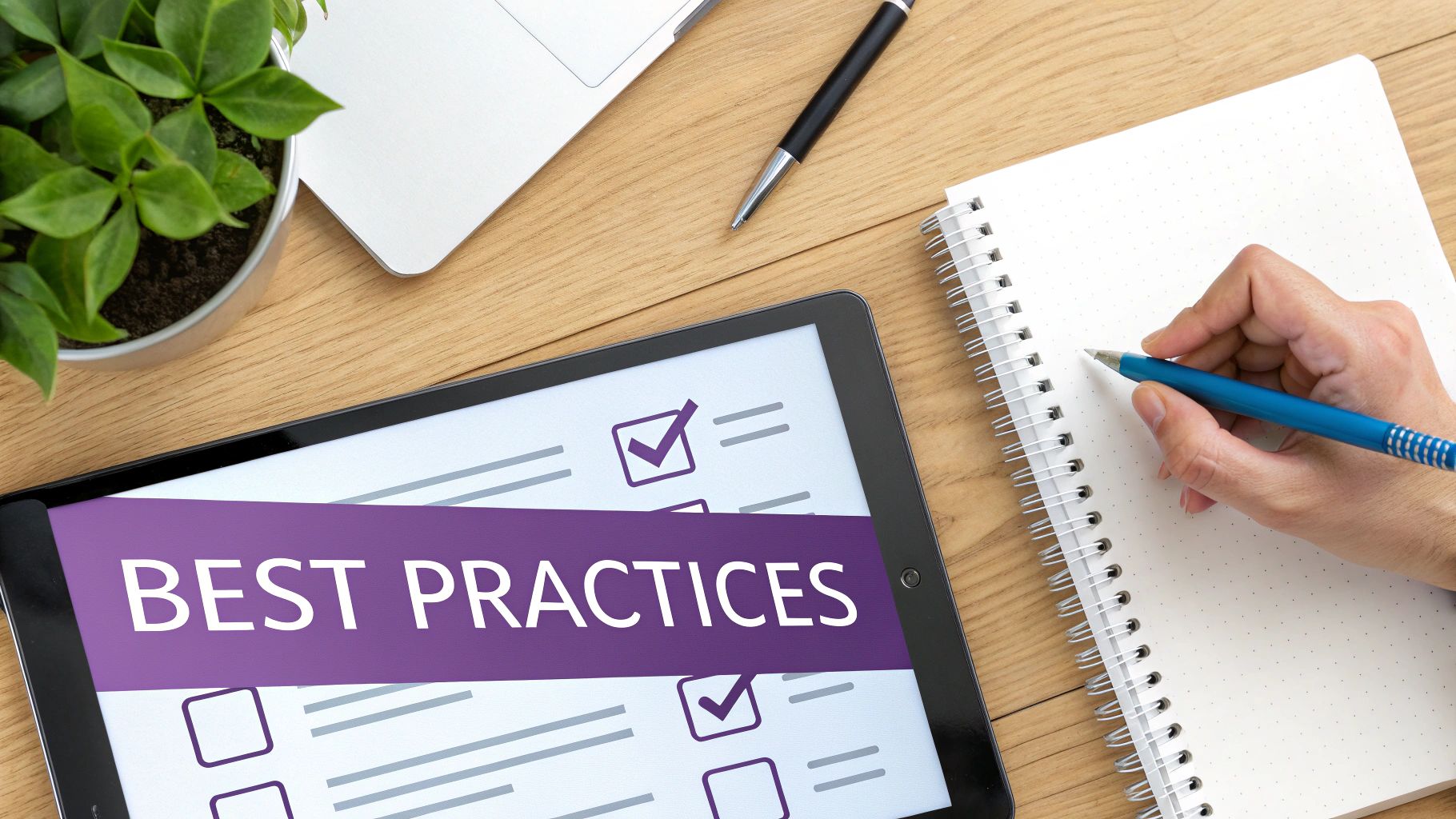 A checklist showing ticked boxes for SEO optimisation best practices