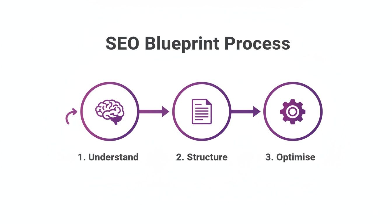 Visual representation of the SEO Blueprint Process, detailing steps: Understand, Structure, and Optimise.