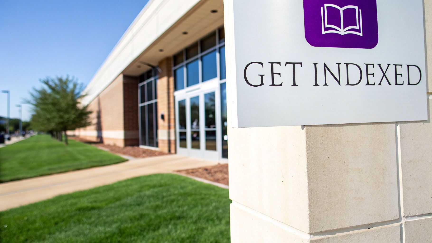 Stylised graphic showing a magnifying glass over interconnected nodes on a website