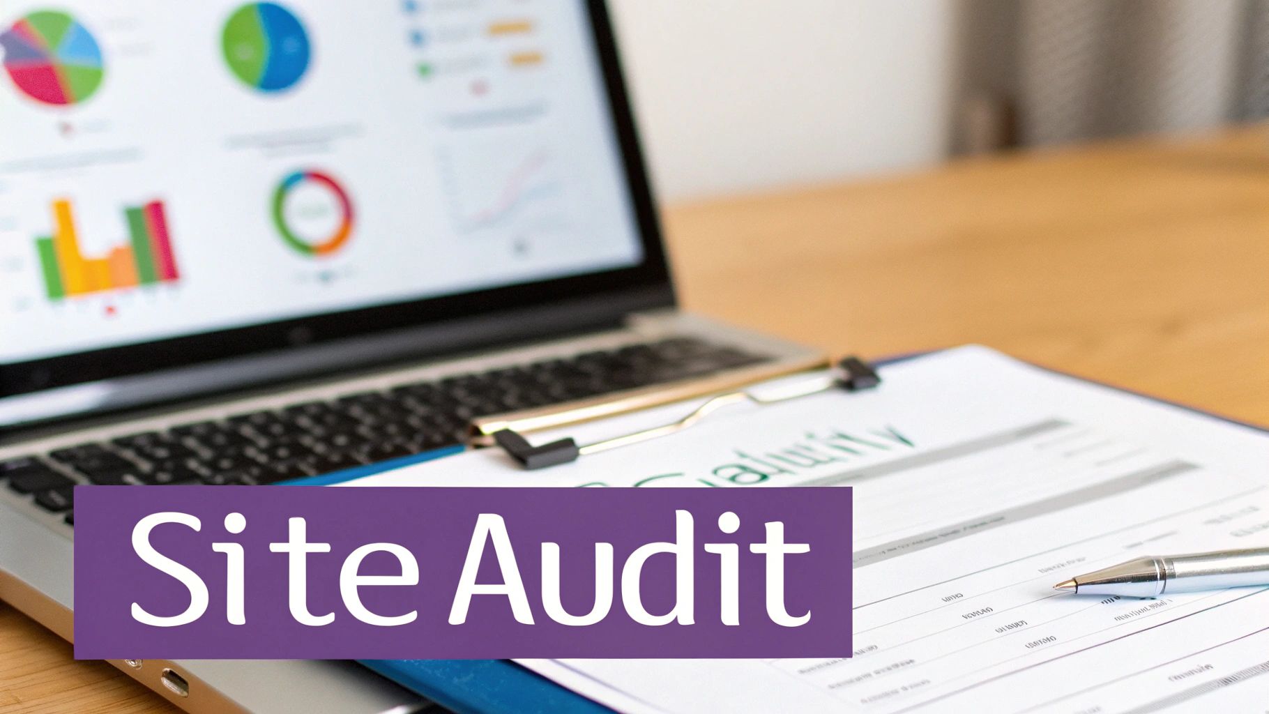 A starting line on a race track, symbolizing a website's initial SEO position.