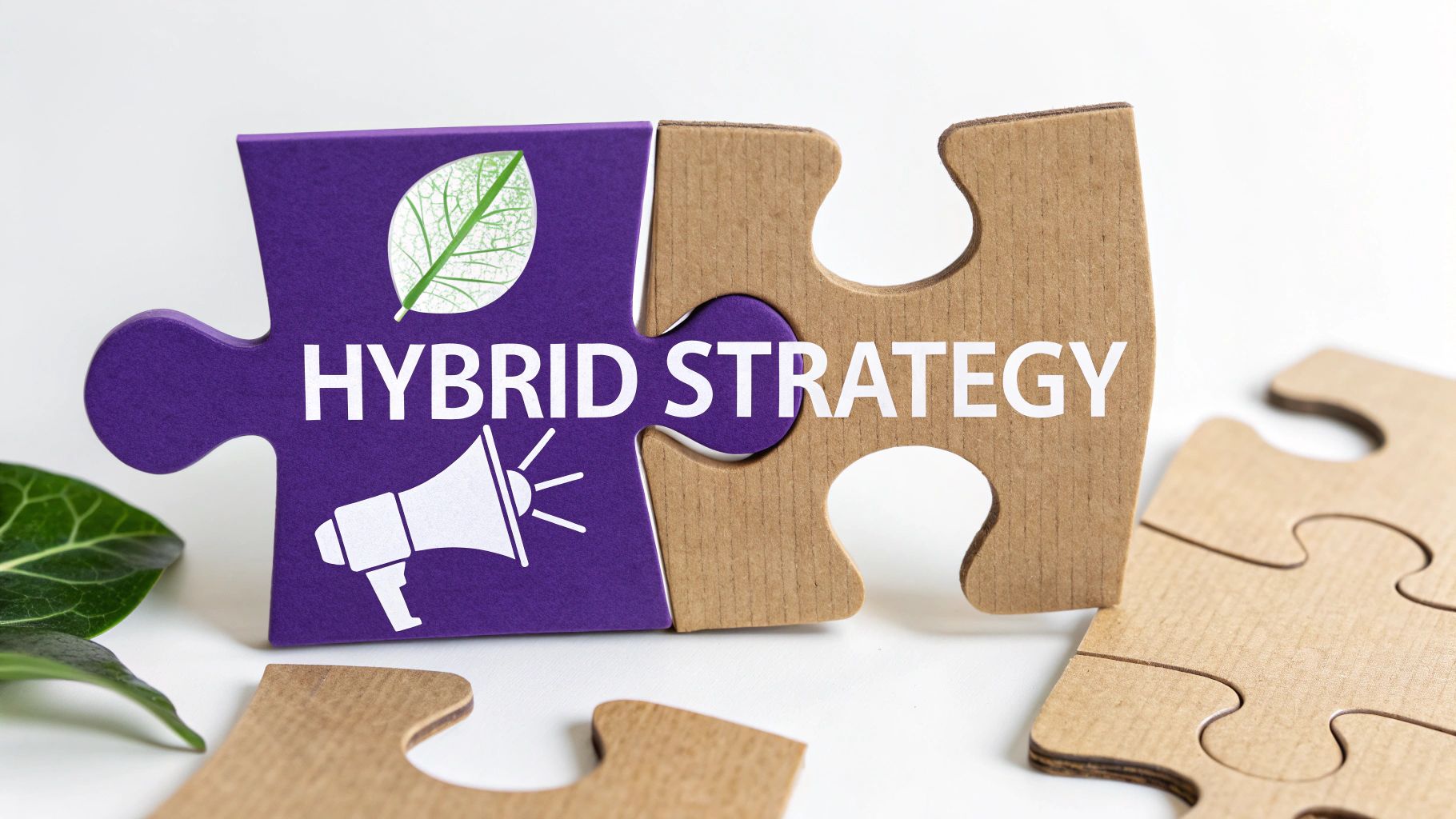 Two puzzle pieces, one labeled 'SEO' and the other 'PPC', fitting together to form a cohesive whole.