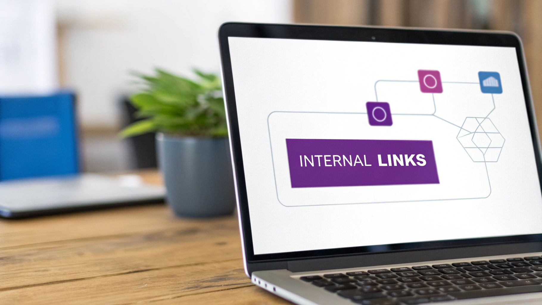 A person pointing to a diagram of a website's internal linking structure, showing how authority is passed between pages.