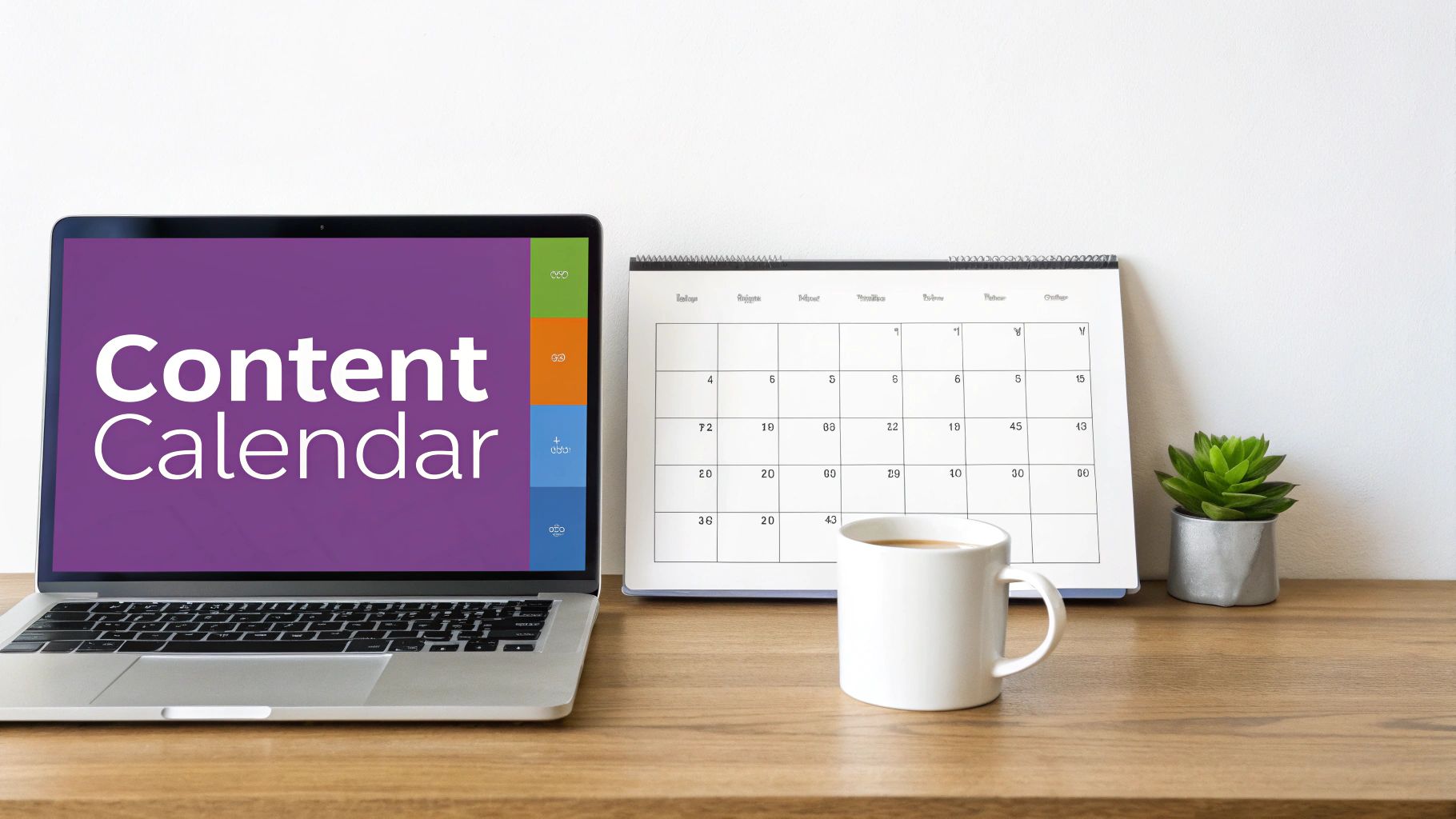 A person organising sticky notes on a board, representing a content calendar for a business blog.