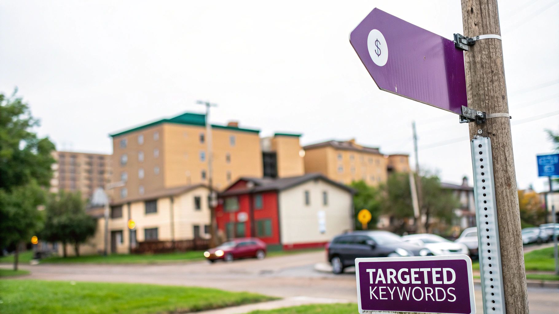 A detailed map with pins in various neighbourhoods, illustrating the concept of hyperlocal targeting.
