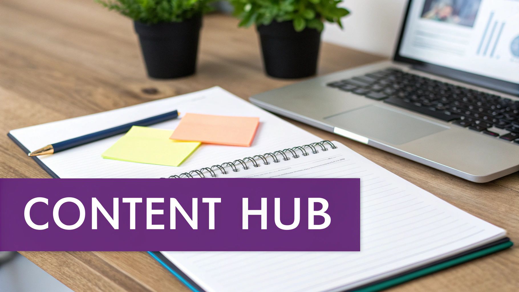 A person writing on a laptop with creative ideas surrounding them