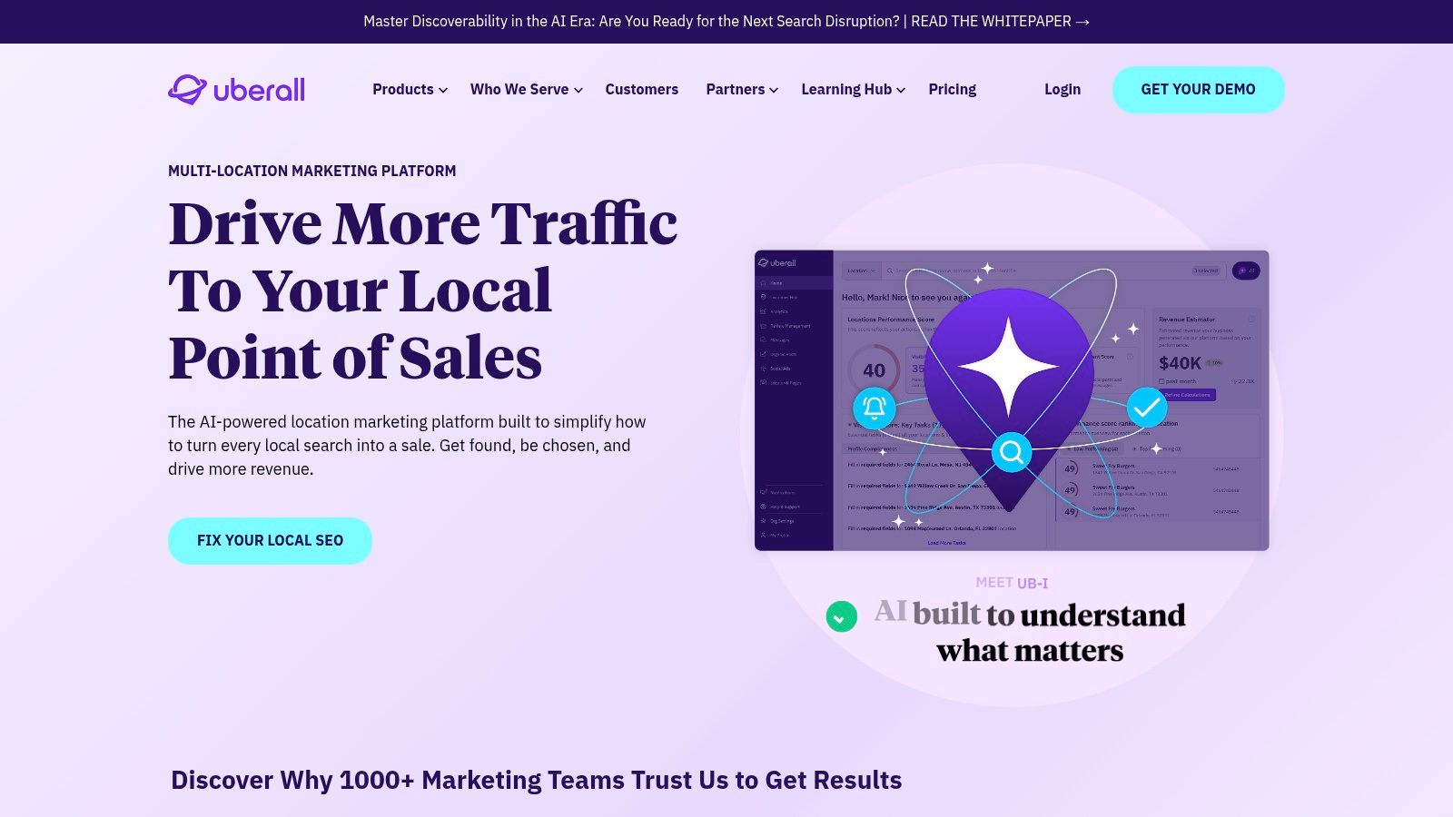 Uberall platform showcasing its location marketing and review management capabilities