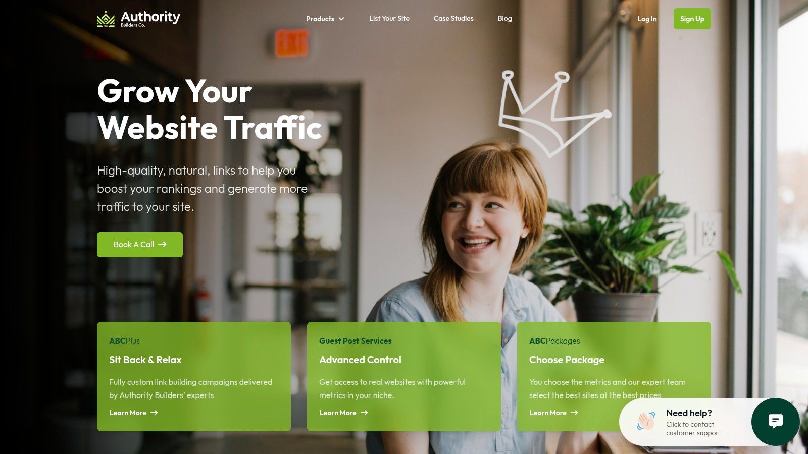 Authority Builders marketplace showing site filters