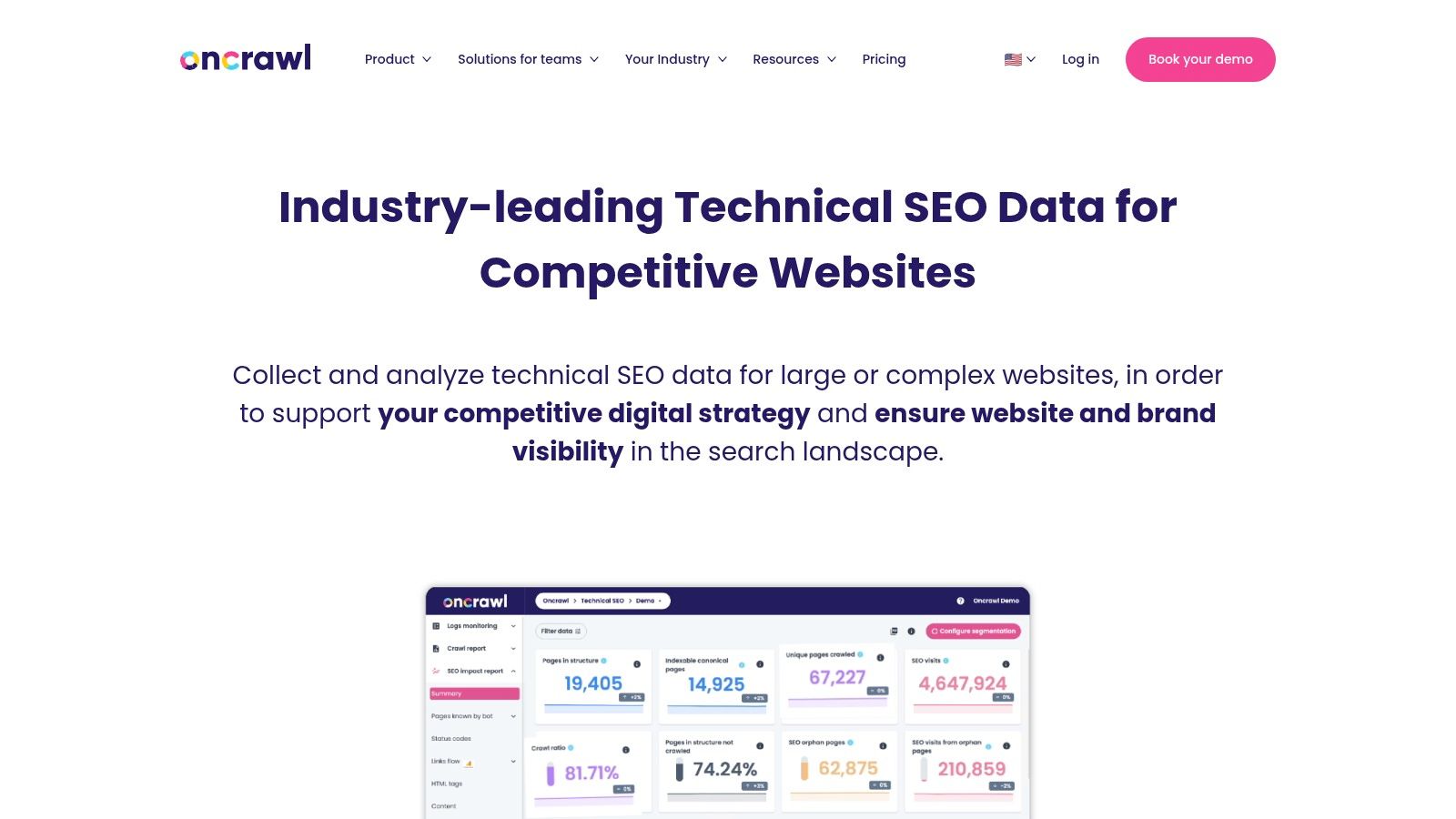 Oncrawl SEO dashboard showing crawl monitoring data