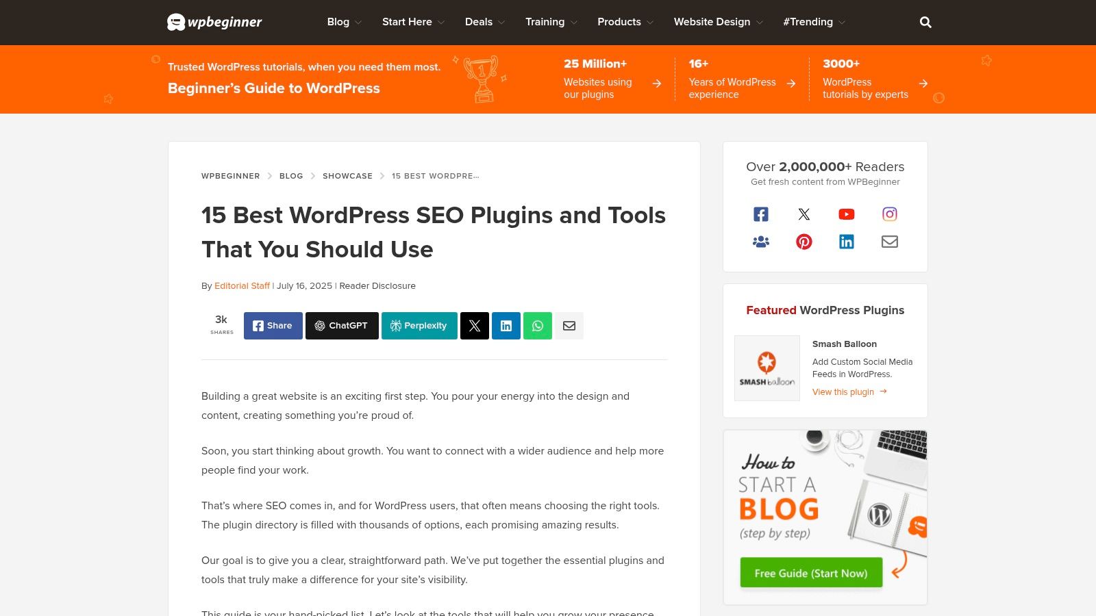 WPBeginner’s “Best WordPress SEO Plugins & Tools”