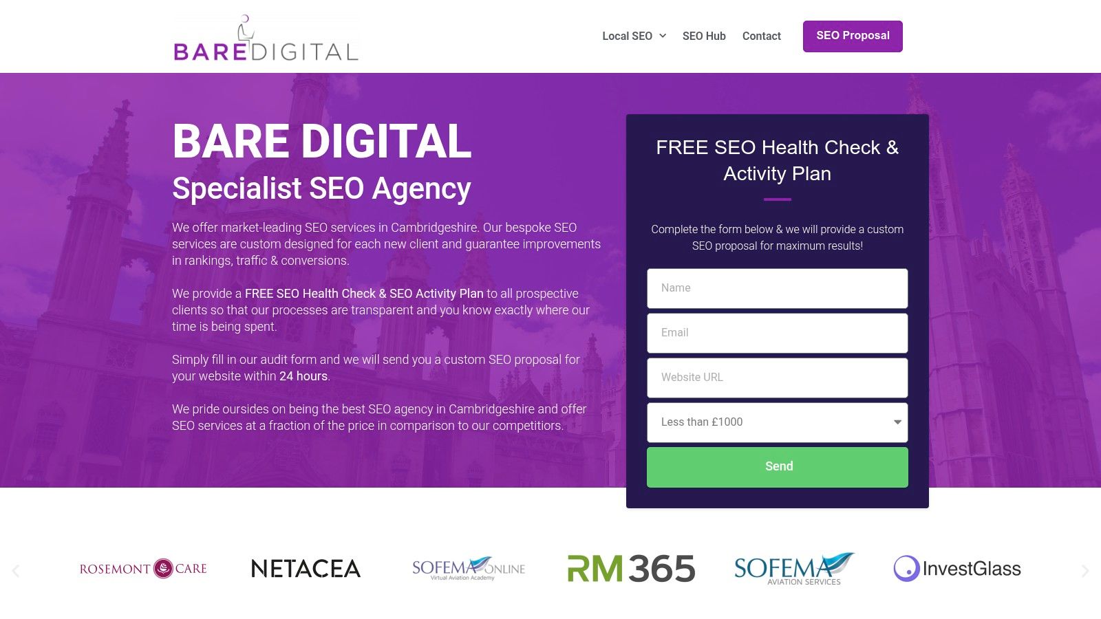 Bare Digital website homepage