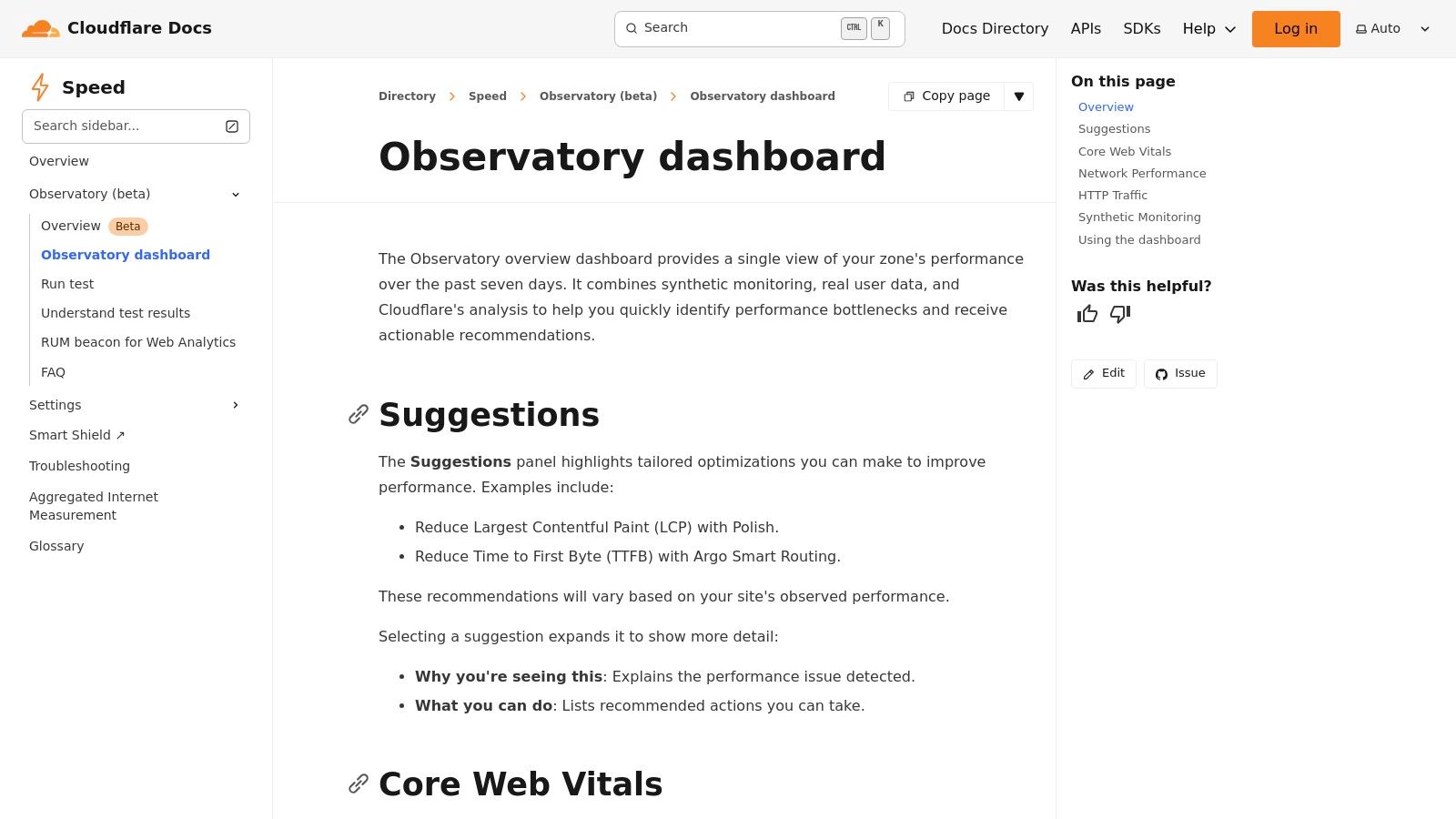 Cloudflare Web Analytics & Observatory