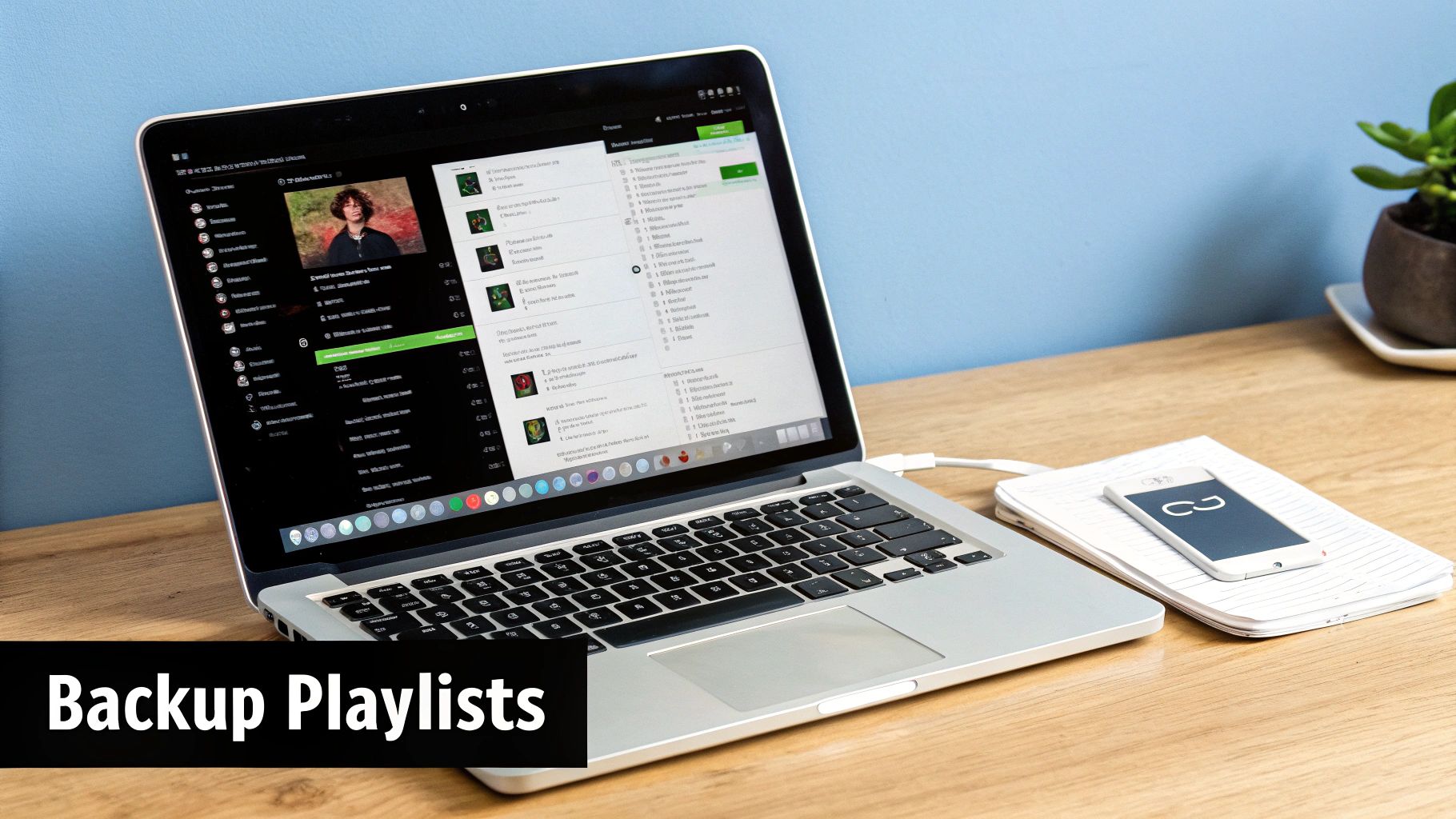 A person calmly organising their music library, symbolising proactive playlist protection.