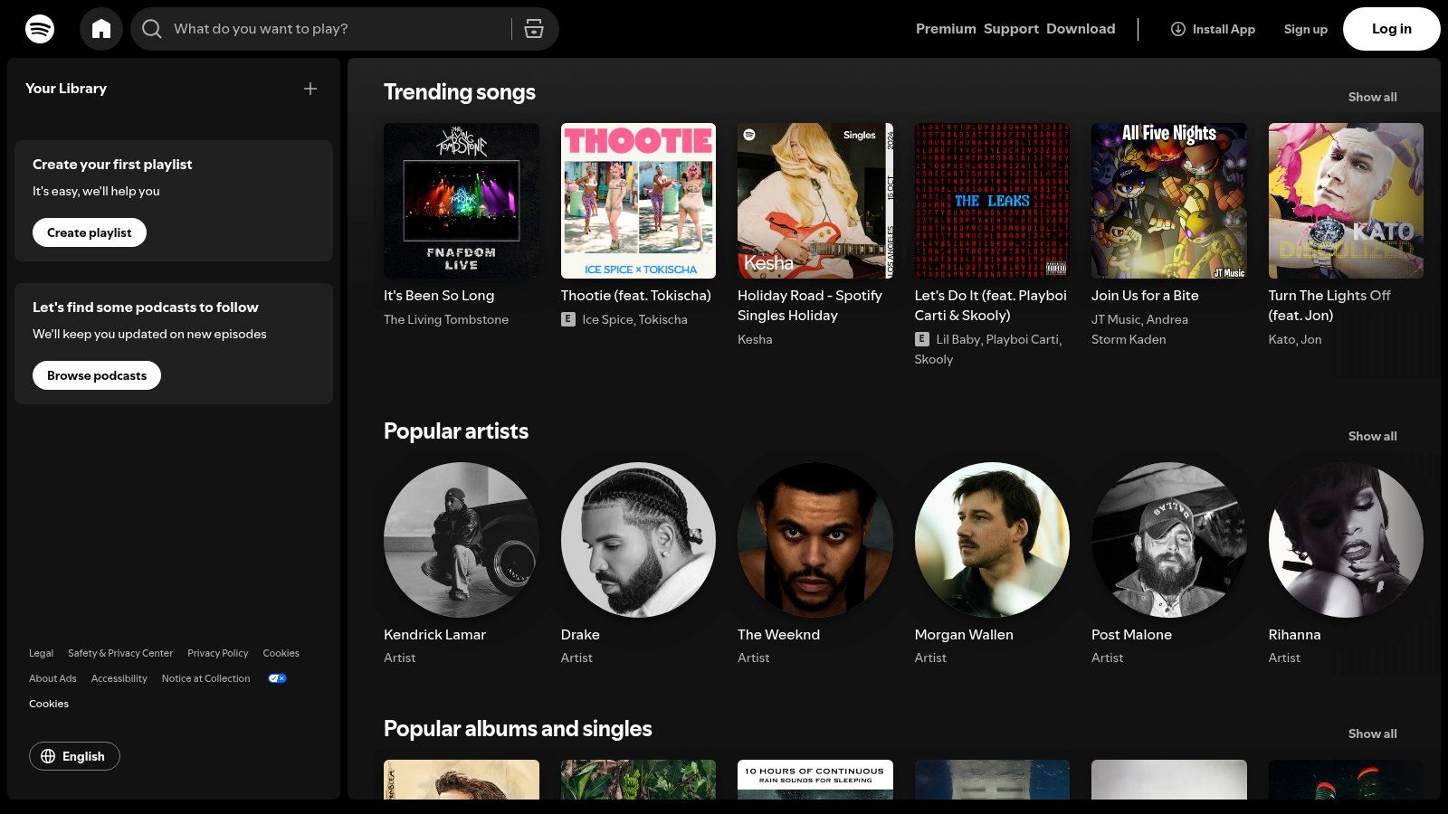 Spotify (Made for You / Genres & Moods / Mixes)