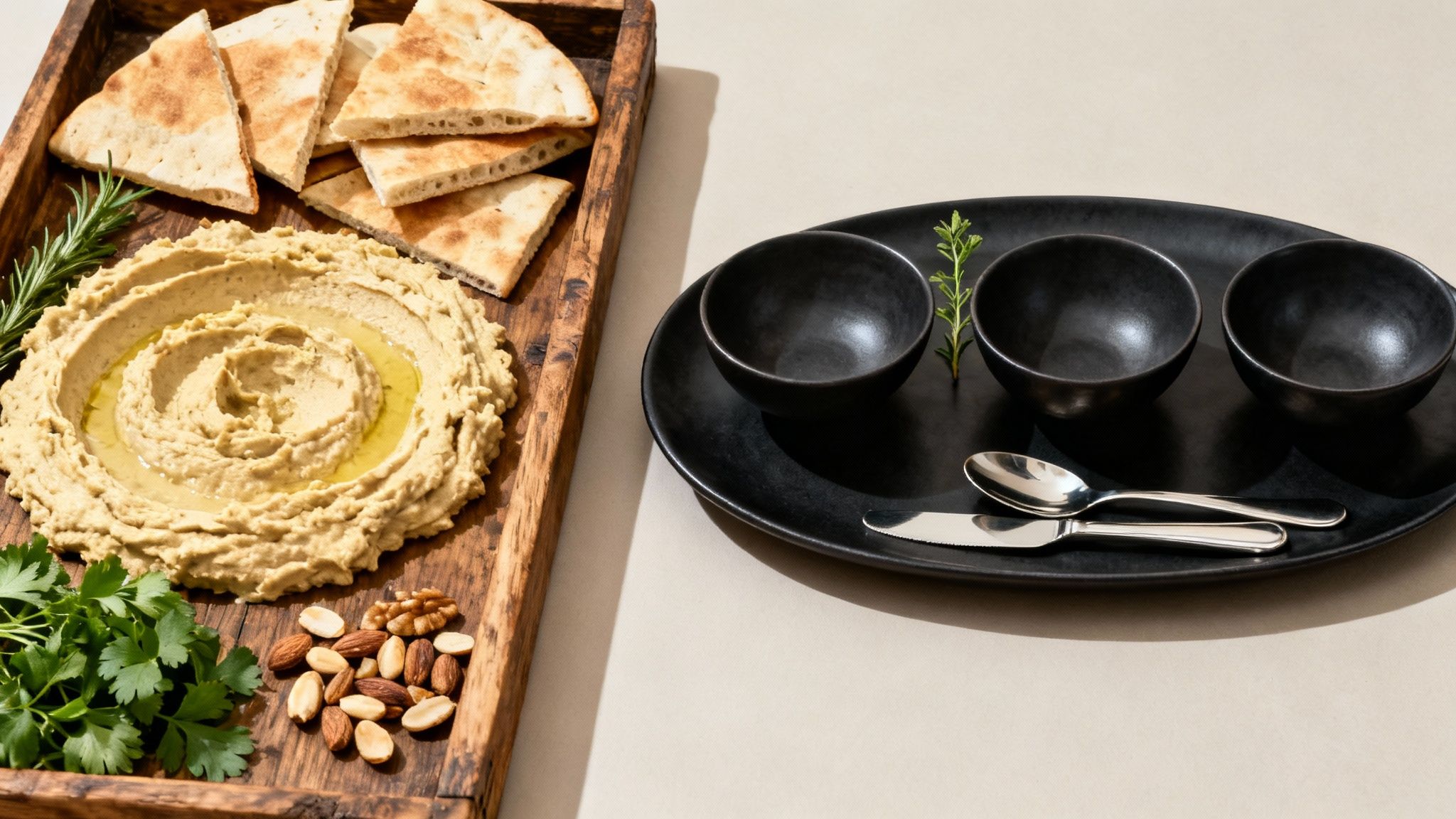 A styled dip serving tray featuring multiple colourful dips and a variety of crackers and vegetables, creating a vibrant and inviting presentation.