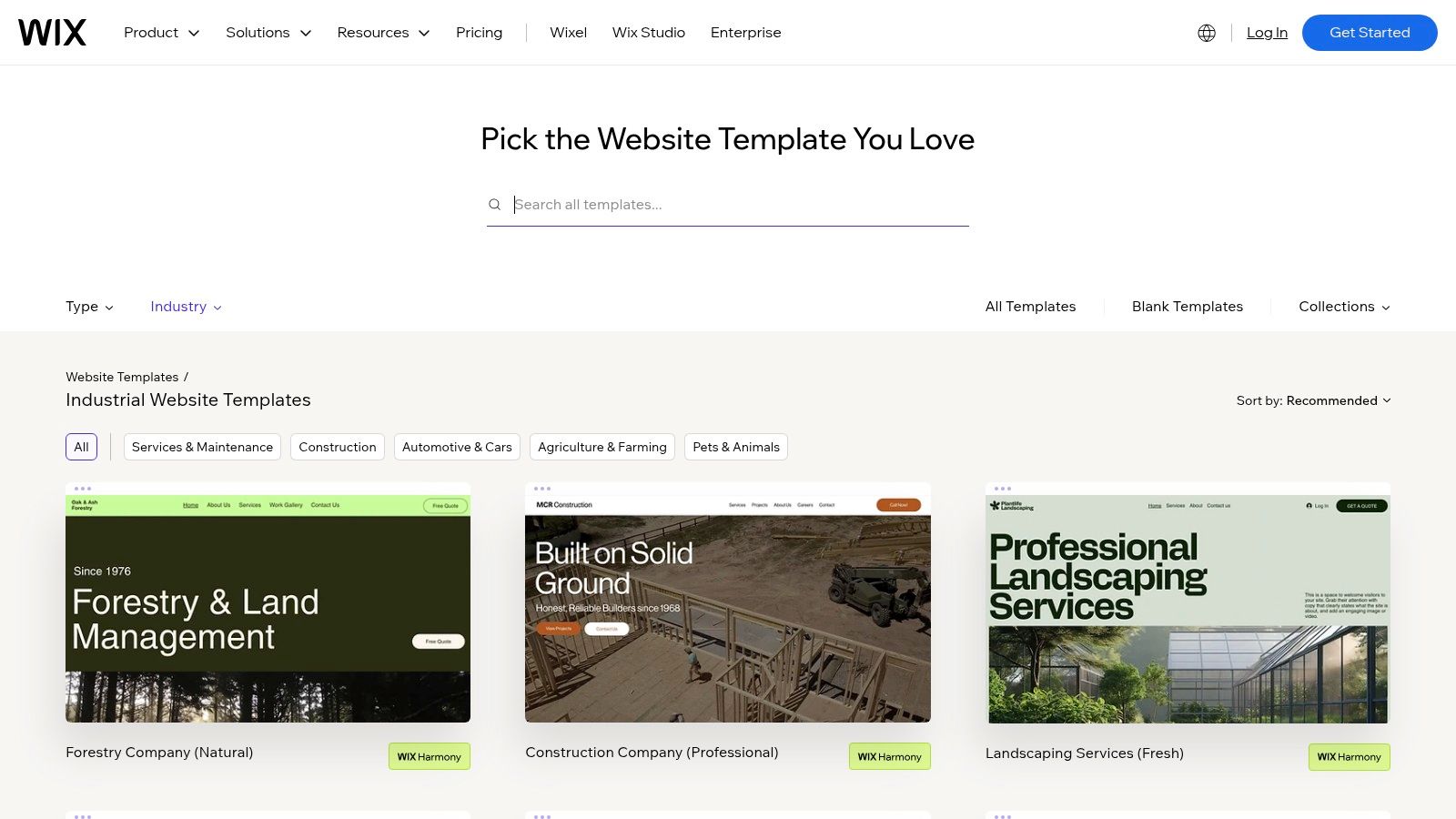 Wix (Industrial/Construction Templates)
