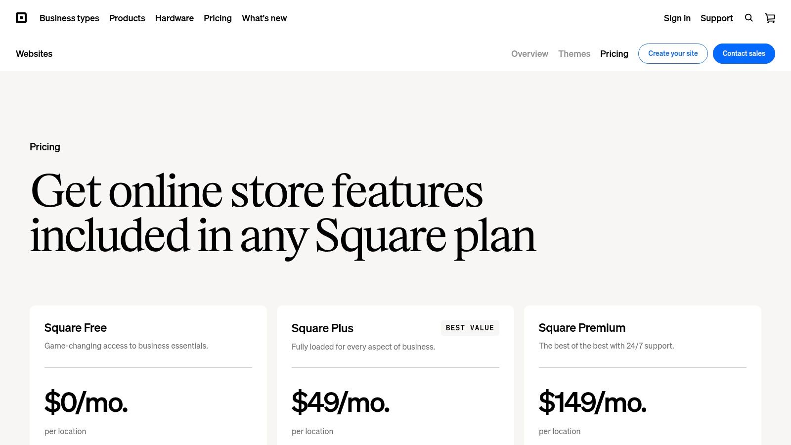Square Online Pricing