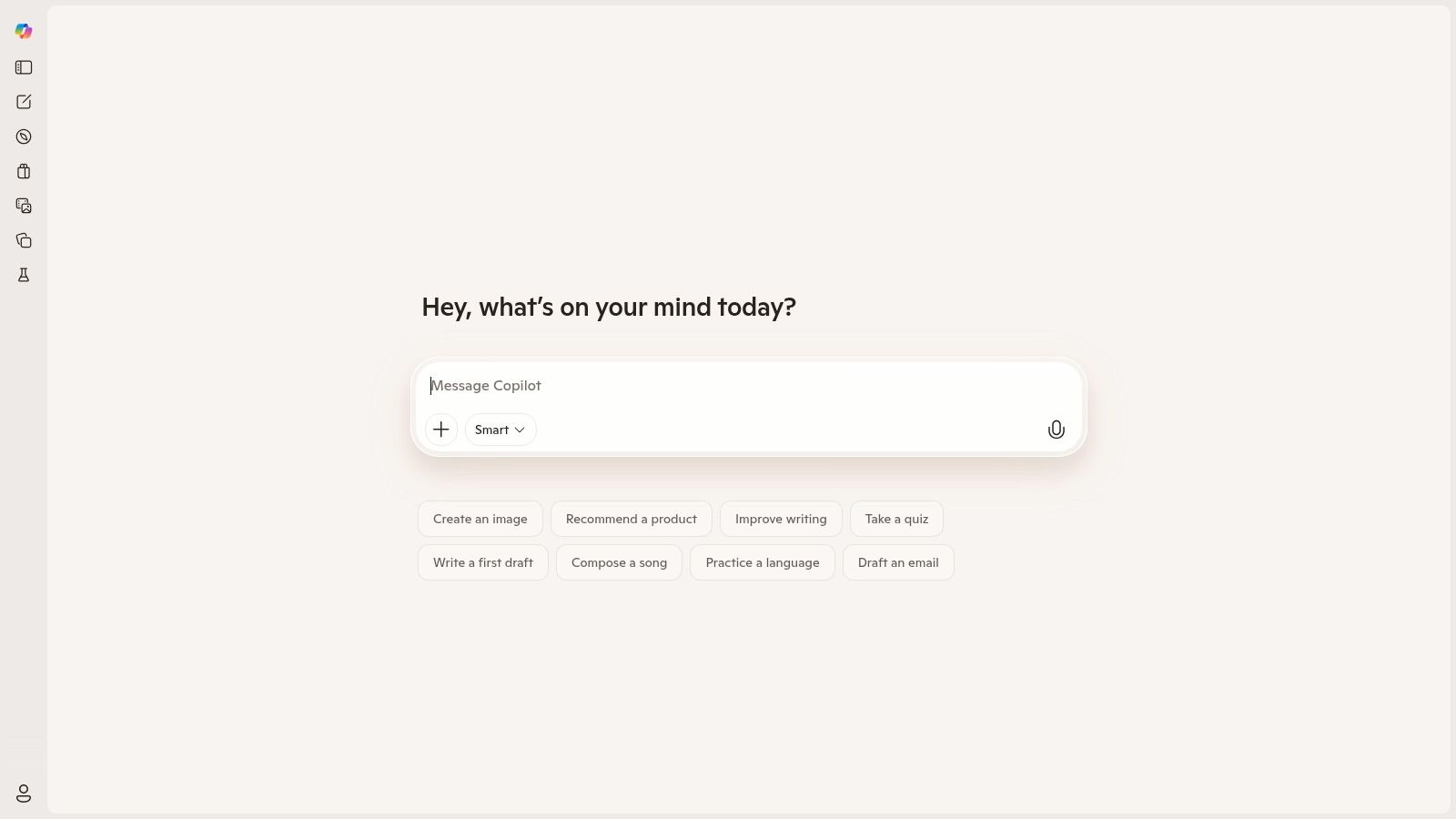 A screenshot of the Microsoft Copilot interface showing its chat-based AI assistant capabilities.