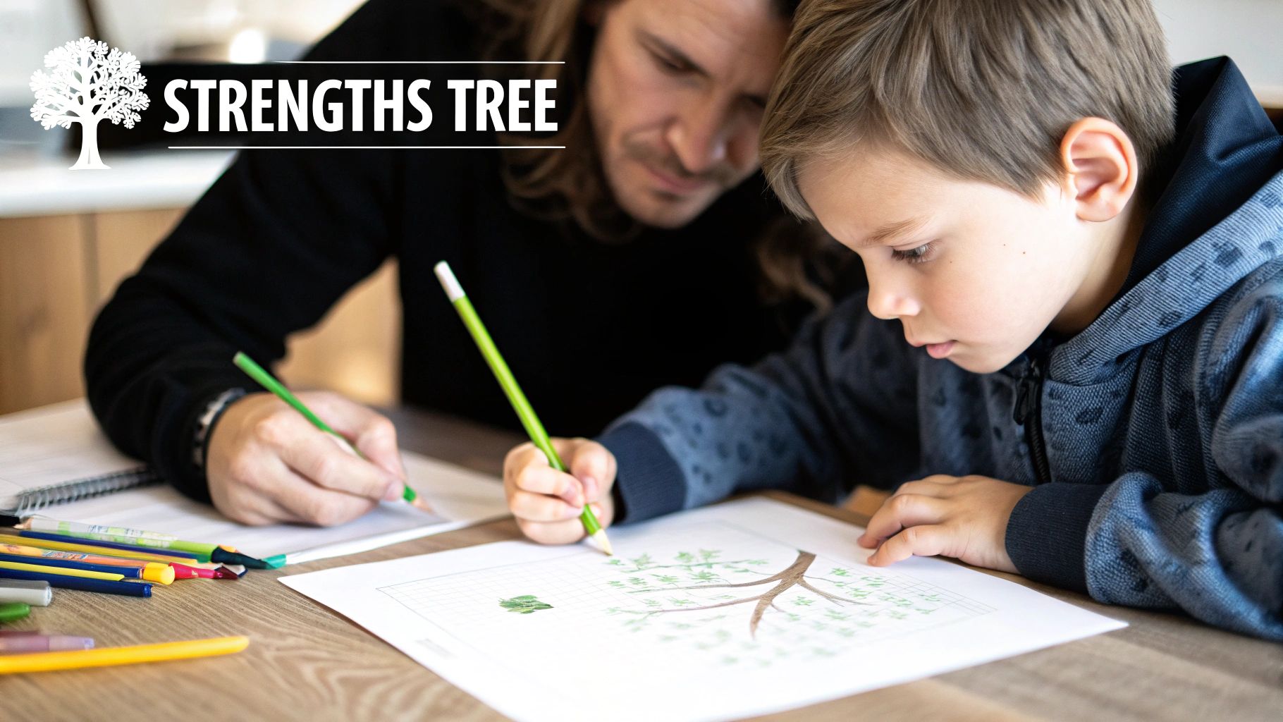 A young person looking thoughtfully at their phone, with social media icons reflected on the screen.