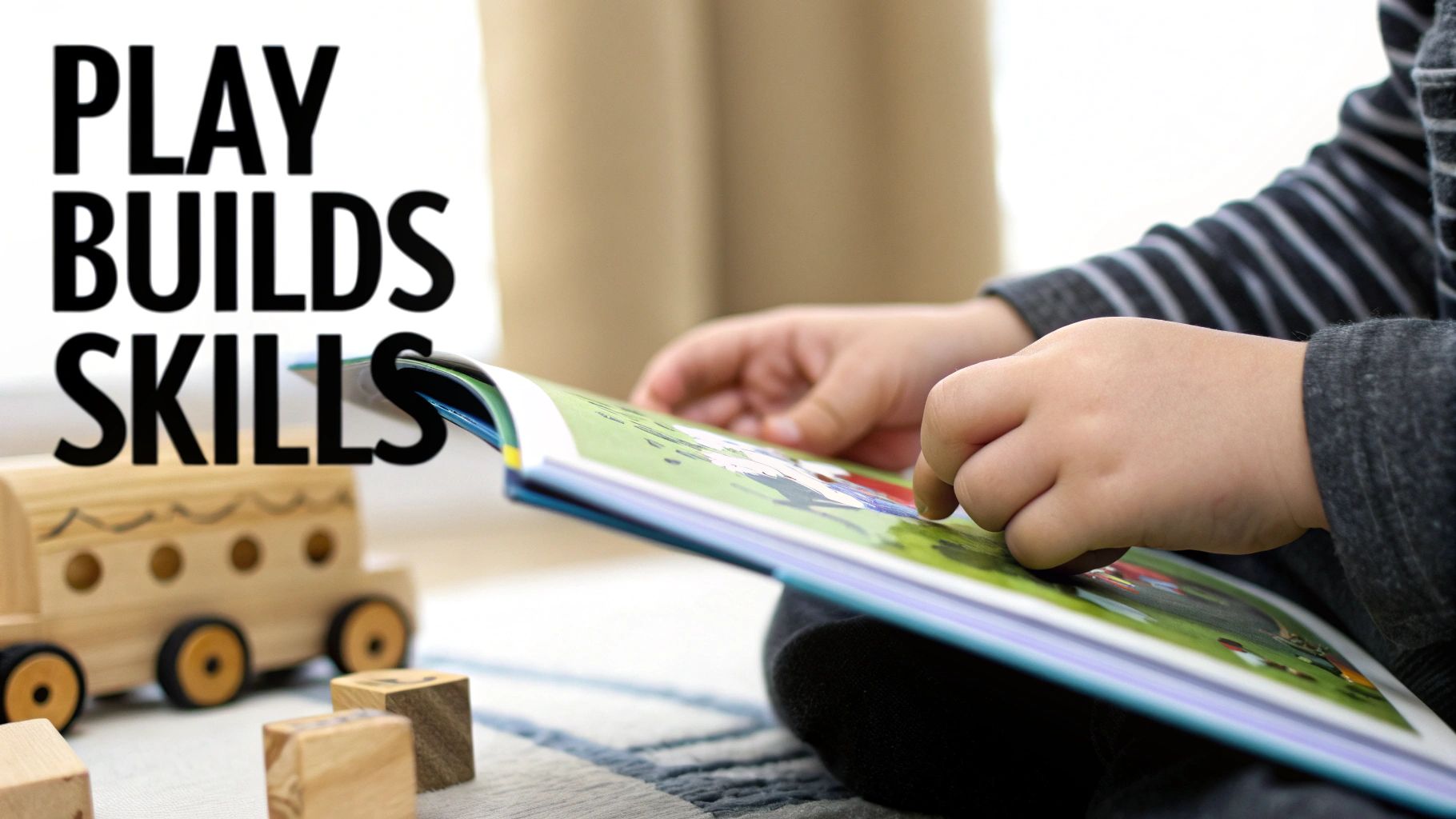 A child and parent happily reading an interactive book together