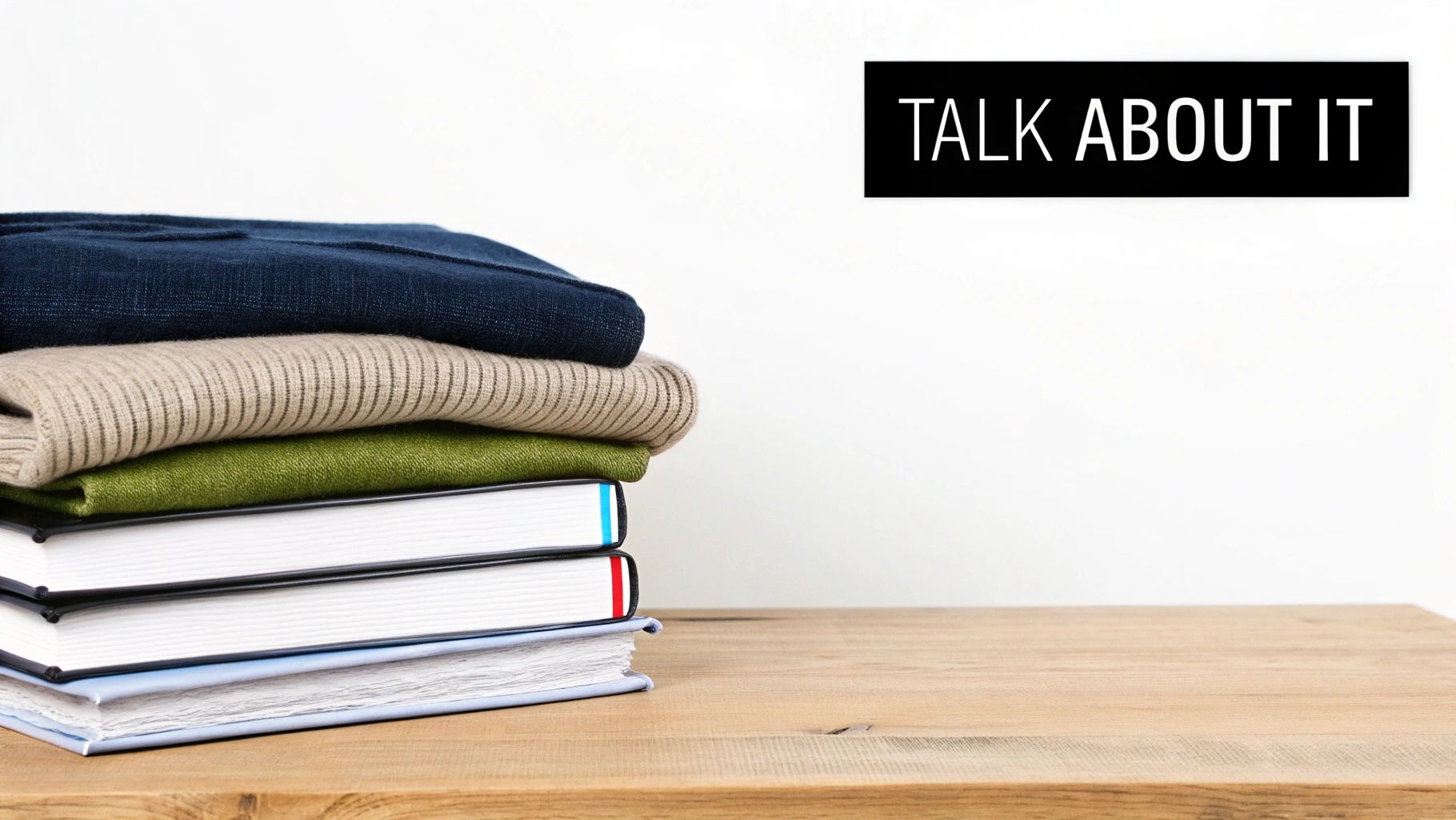A cosy jumper and an open book on a comfortable chair