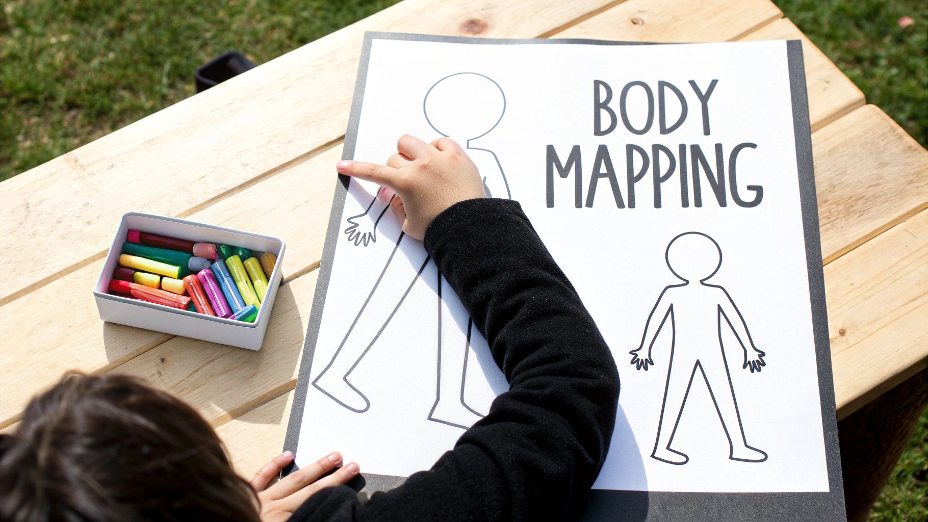 Child drawing on body map