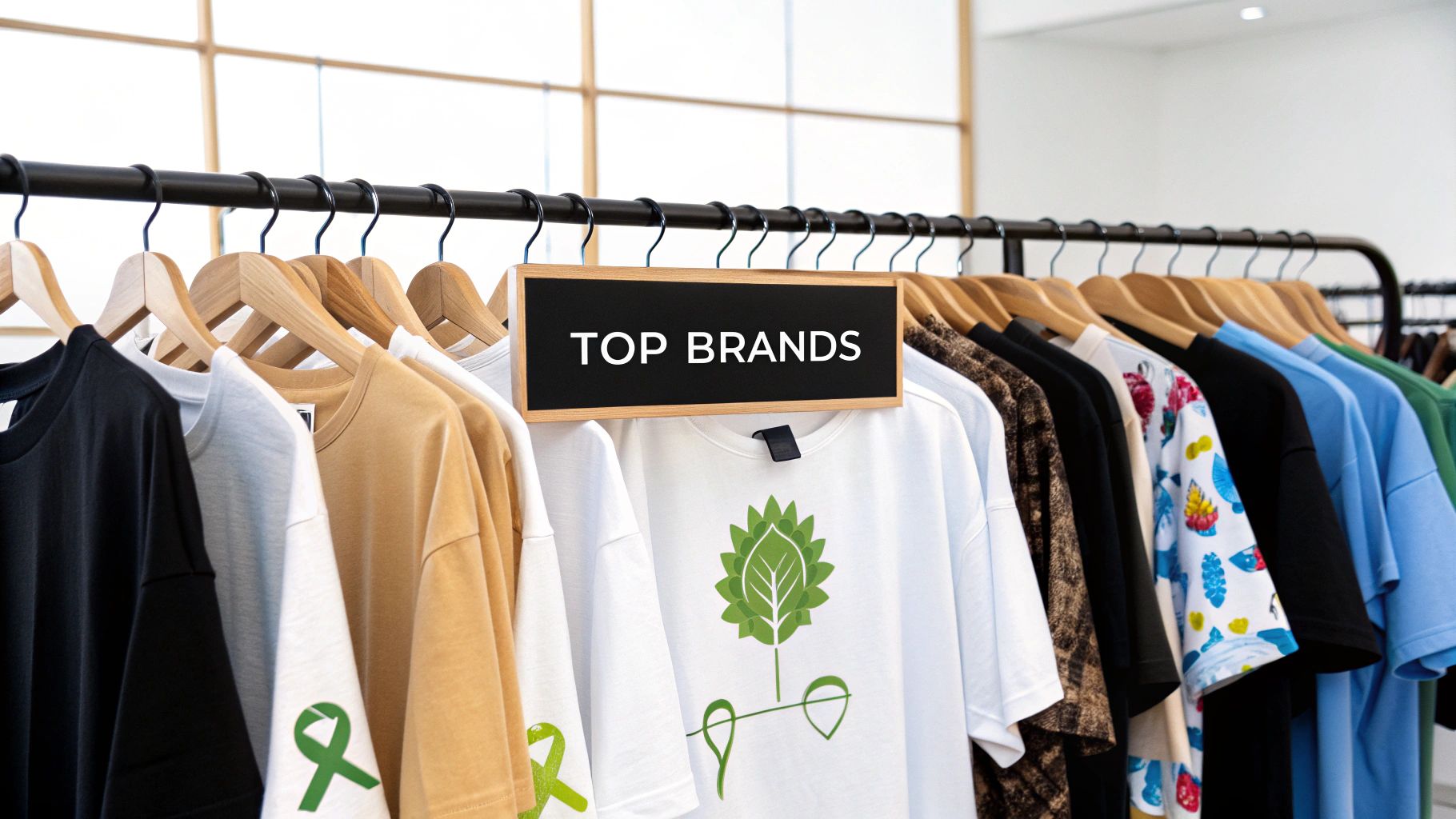 A close-up shot of a sustainable fabric with a clothing tag showing eco-friendly symbols.