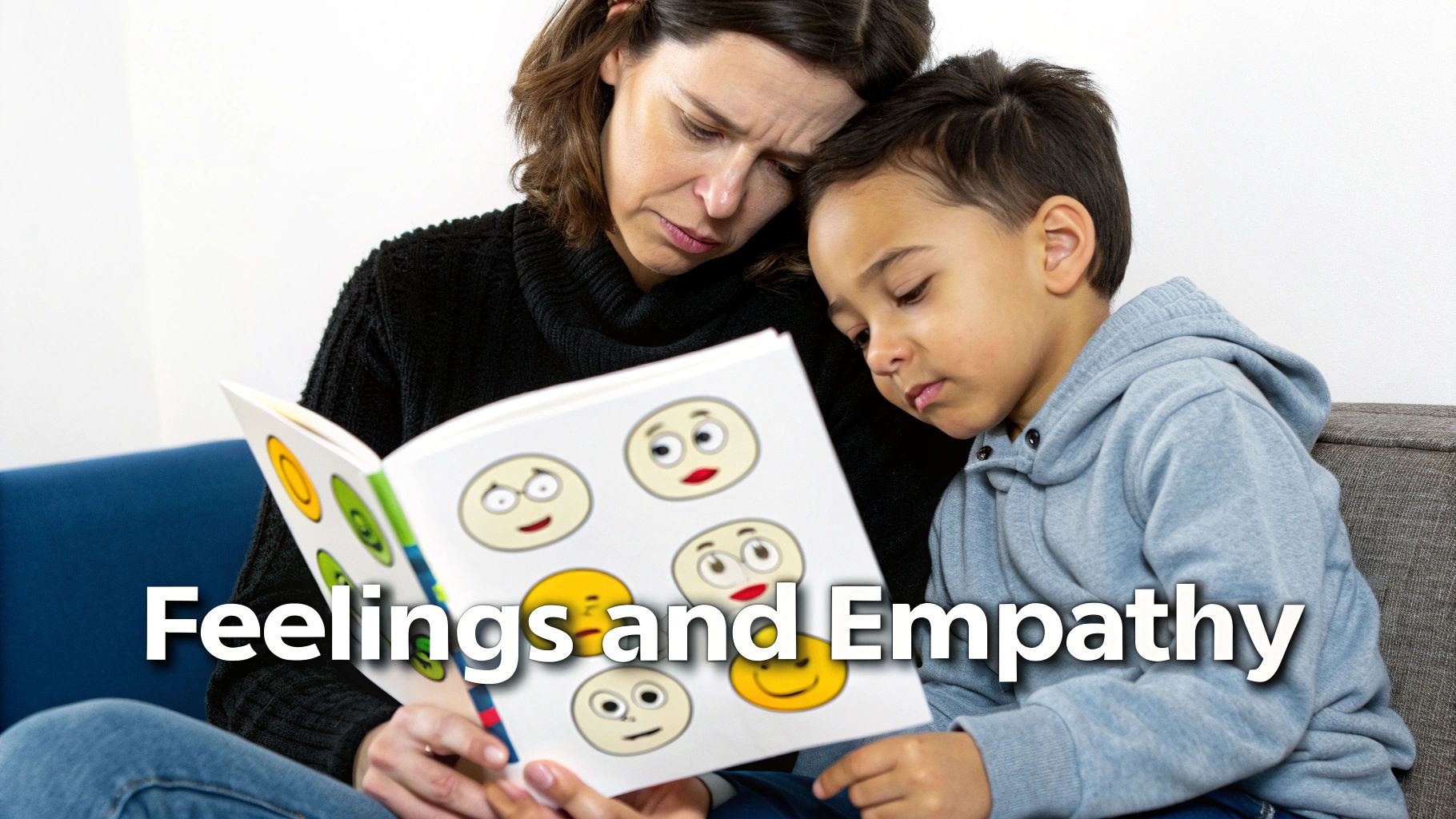 A parent and child sharing a quiet moment while reading an interactive book together