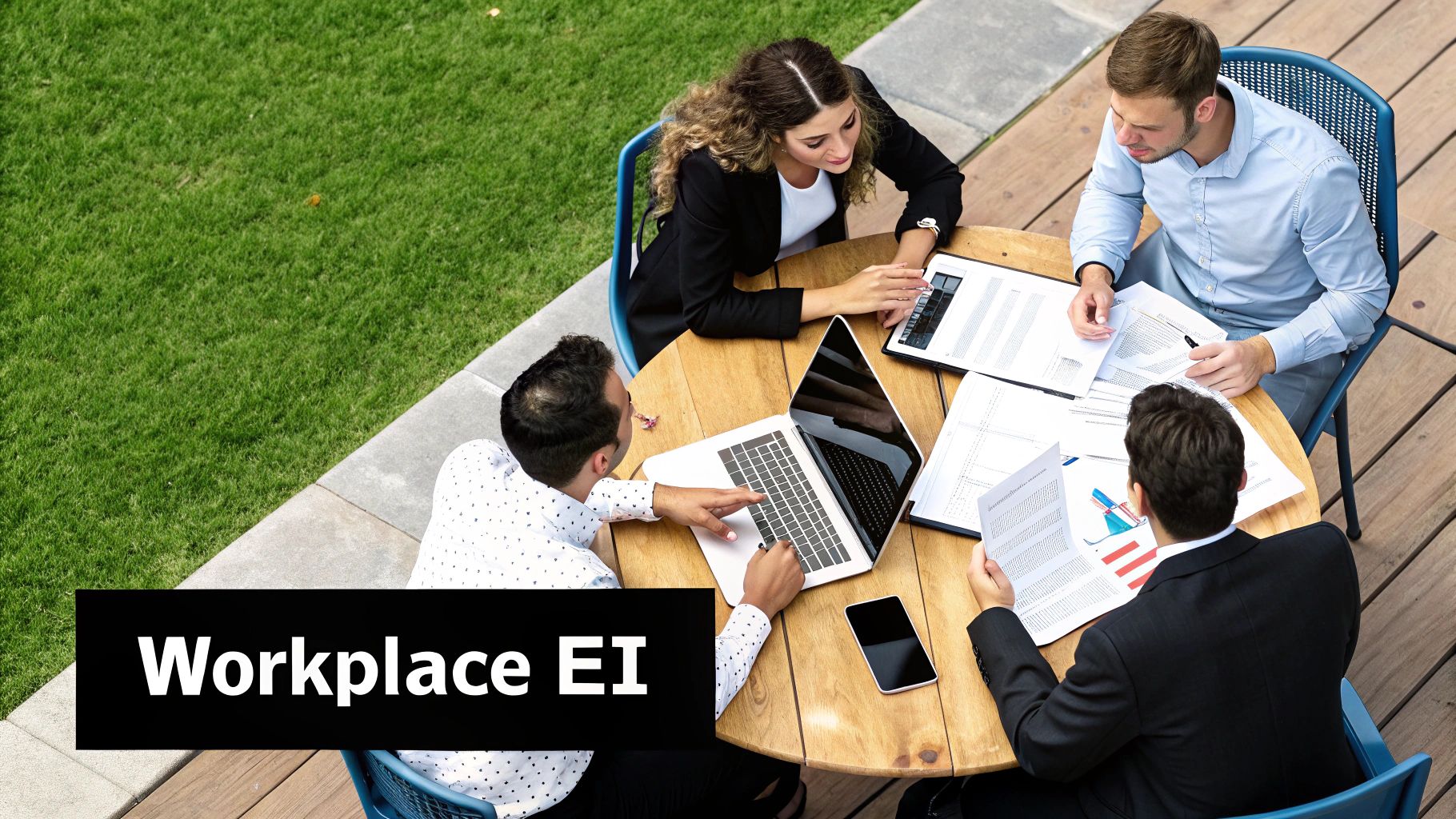 A diverse team of professionals collaborating effectively in a modern UK office, showing positive interaction and engagement.