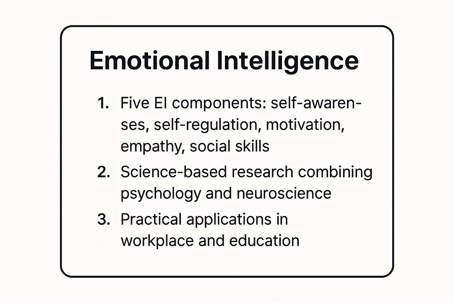 Infographic showing key data about 1. Emotional Intelligence: Why It Matters More Than IQ by Daniel Goleman