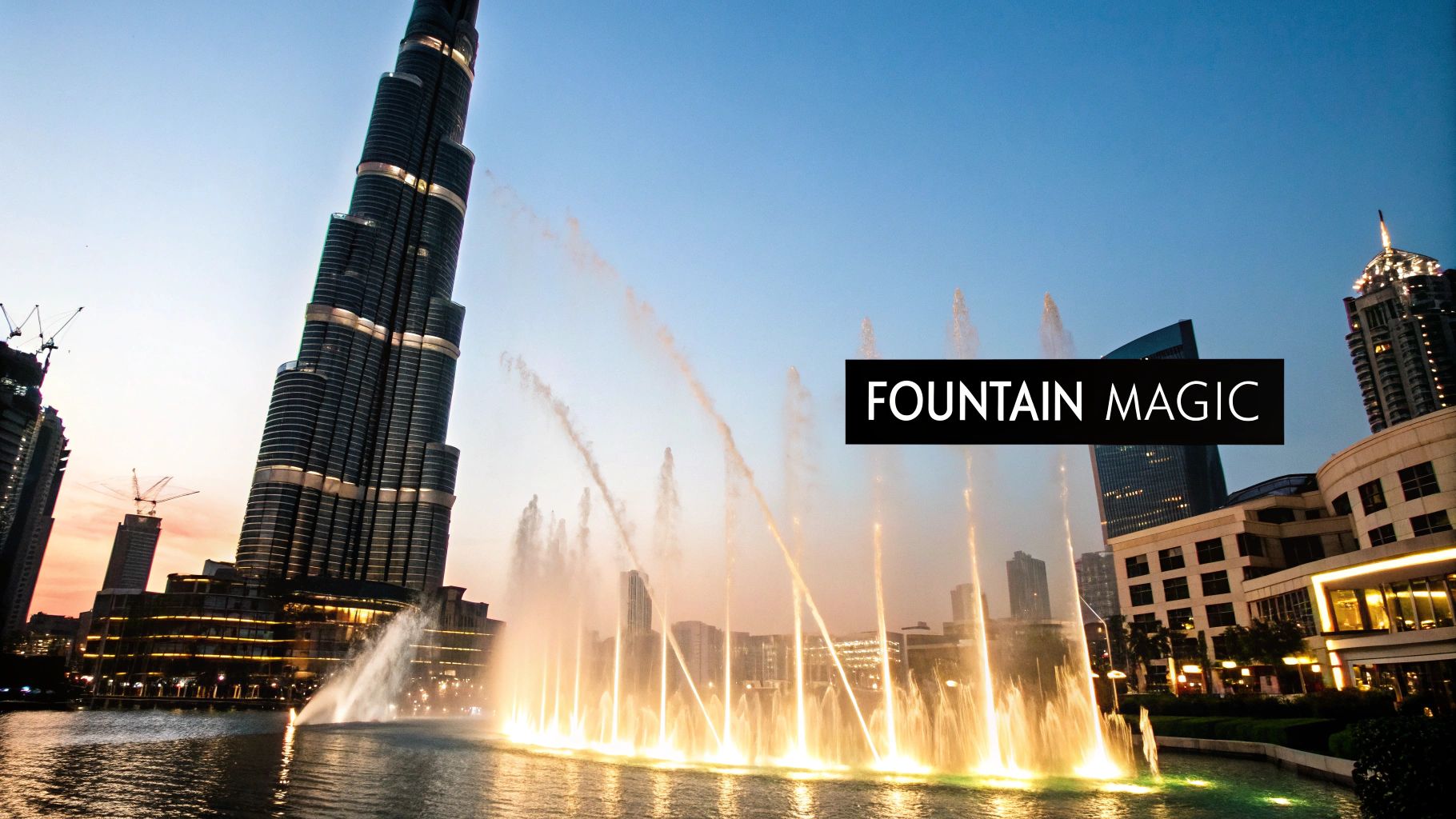 Couple watching the Dubai Fountain Show at Burj Khalifa Lake