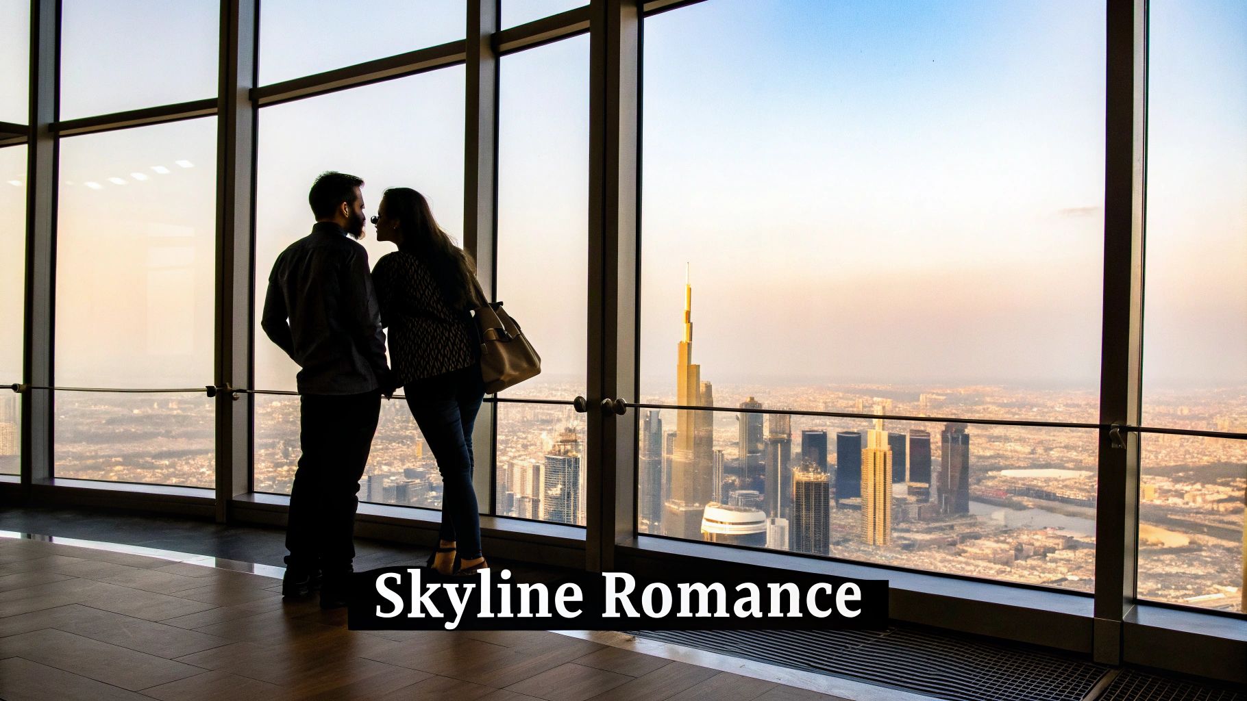 Couple enjoying the view from Burj Khalifa At The Top
