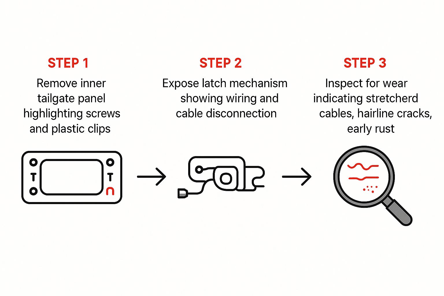 Infographic about how to fix tailgate latch